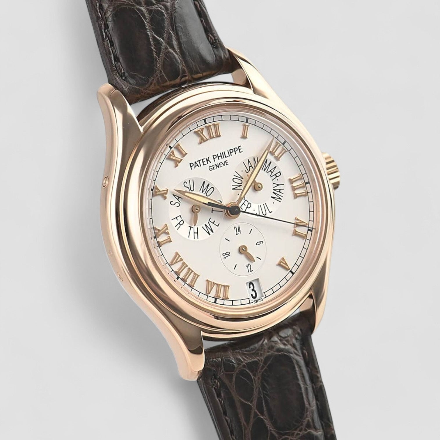 Annual Calendar 18K Rose Gold Silver Dial
