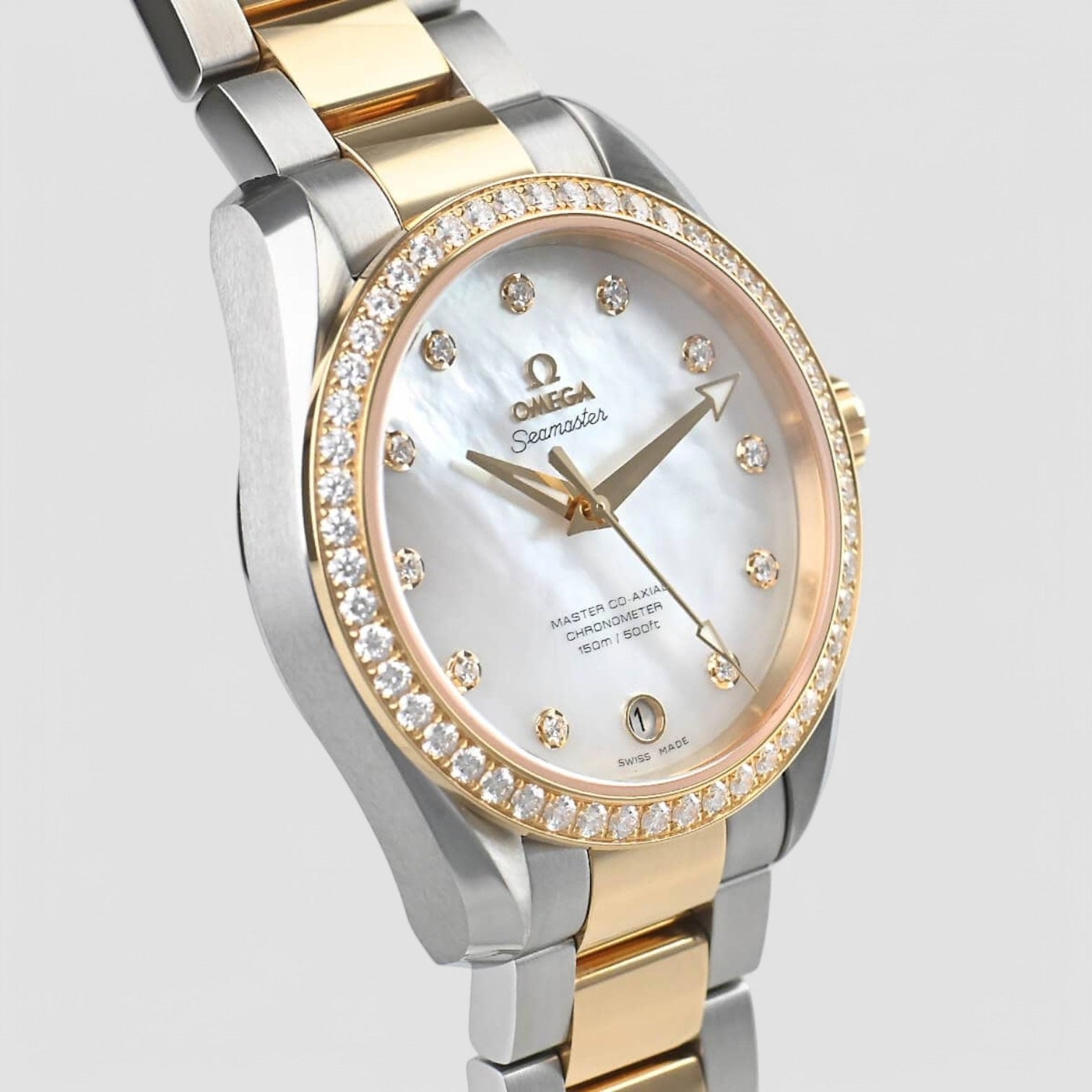 Seamaster Aqua Terra Automatic Chronometer Diamond White Mother of Pearl Dial Watch