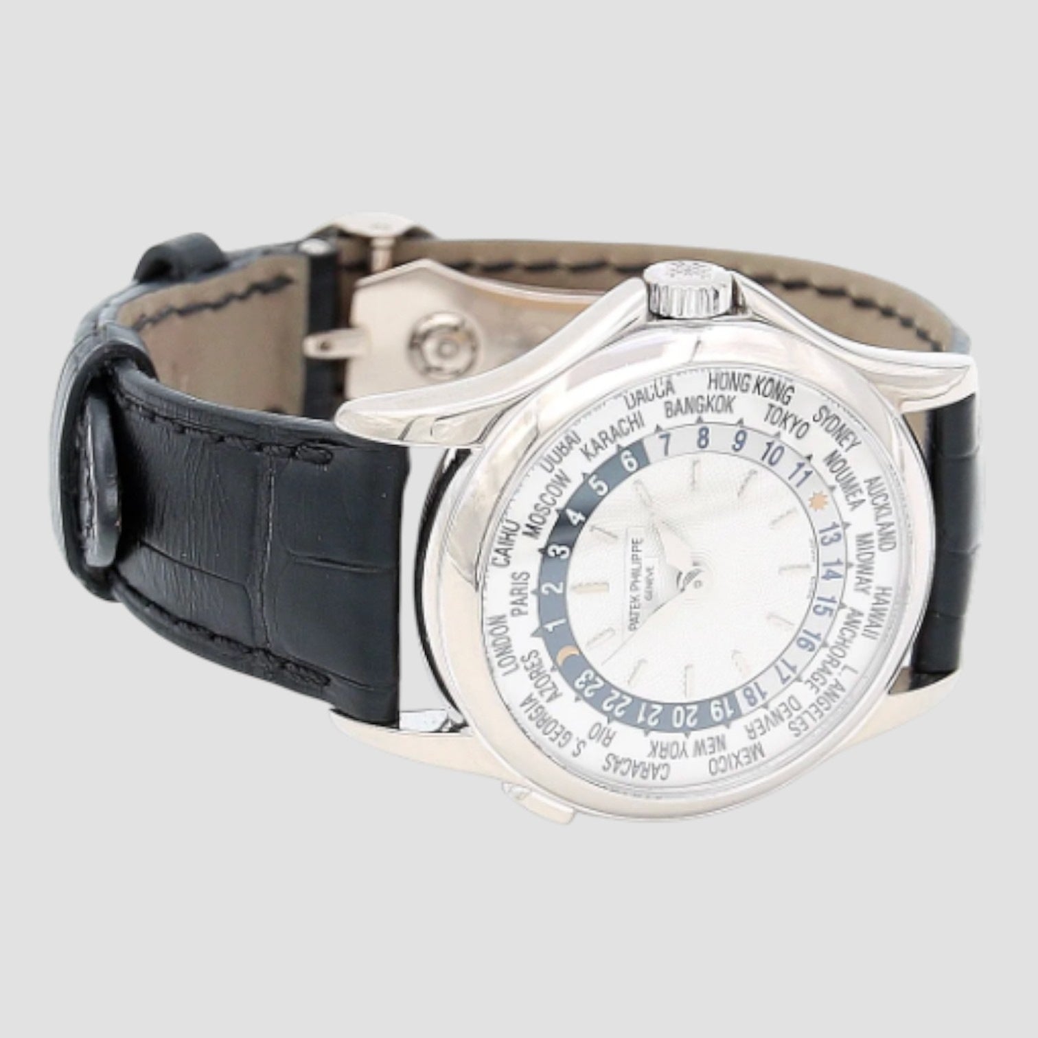 World Time Automatic White Gold Mens Watch