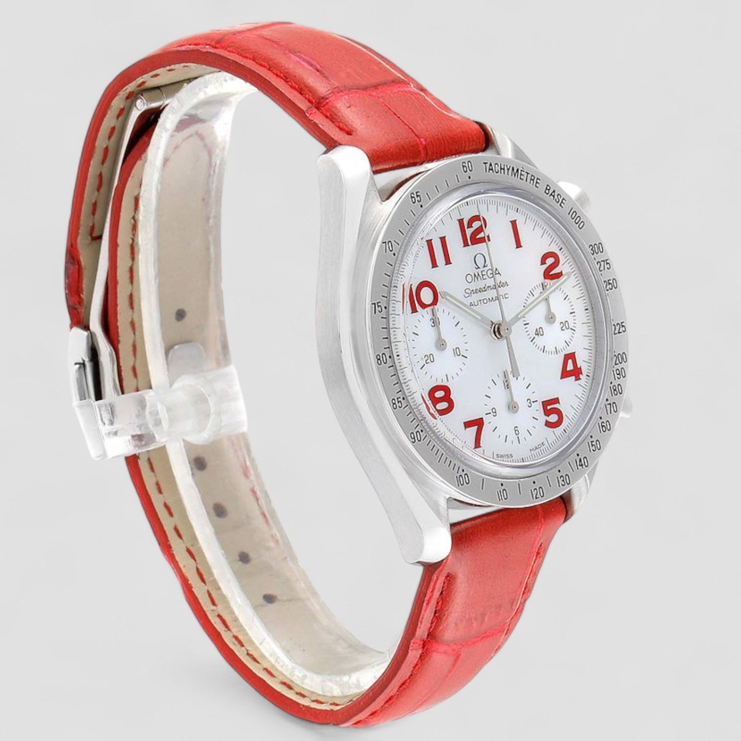 Speedmaster Mother of Pearl Red Strap Ladies Watch