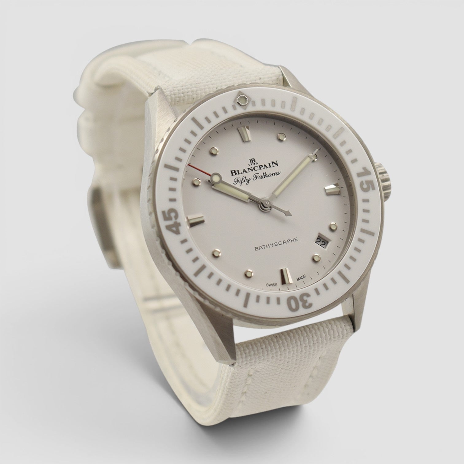 Fifty Fathoms Bathyscaphe 38mm Steel White Dial