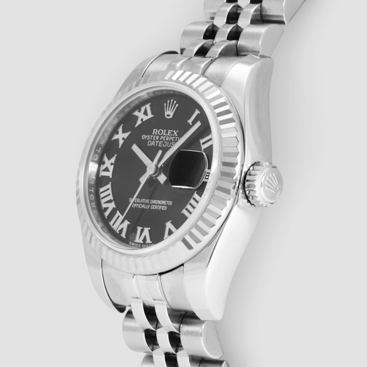 Lady-Datejust Black Roman Numeral Dial Jubilee