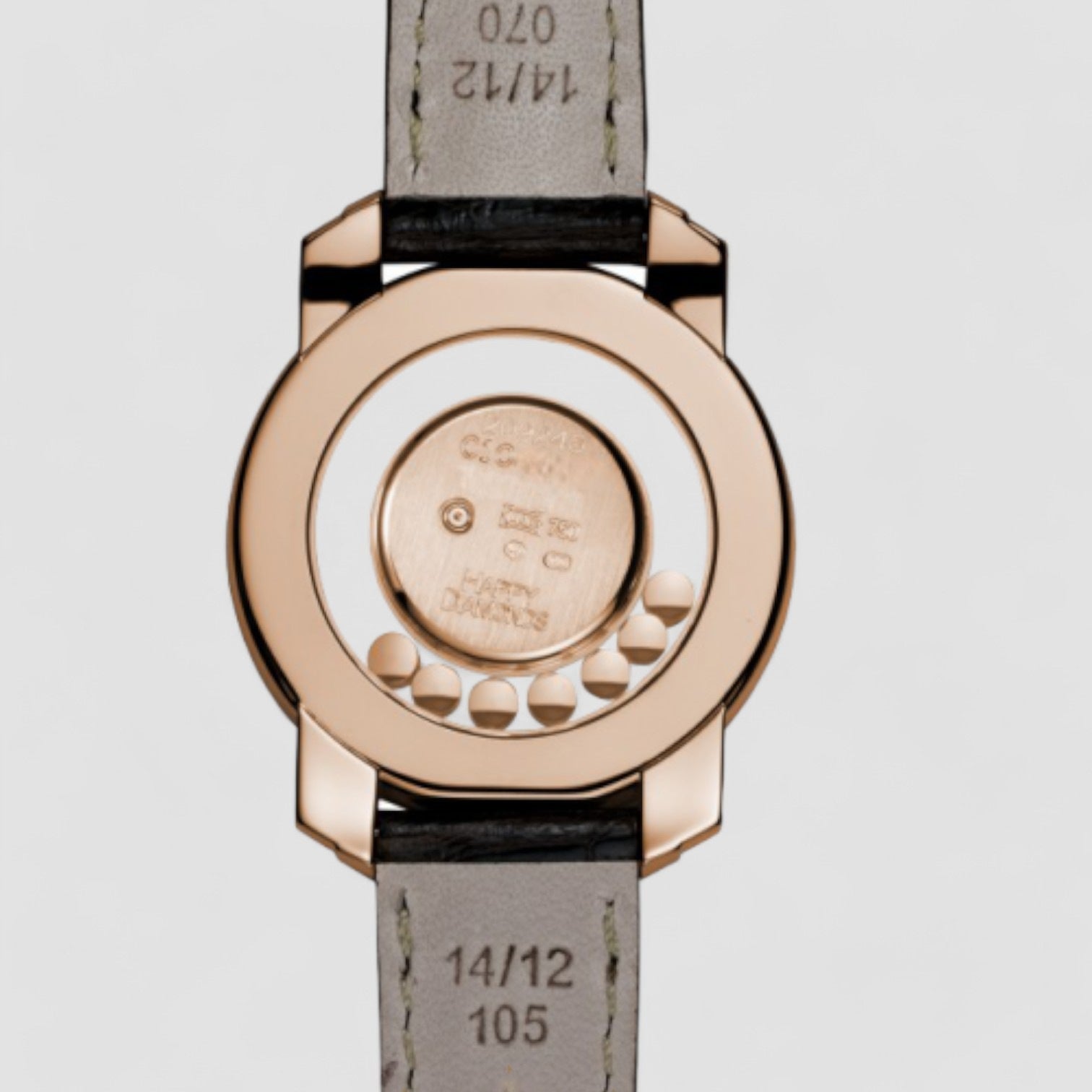Happy Diamonds 18 kt Rose Gold Brown Leather Ladies Watch