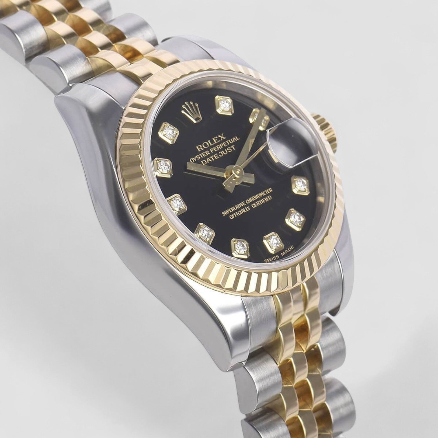 Datejust Black Anniversary Diamond Dial Ladies Watch