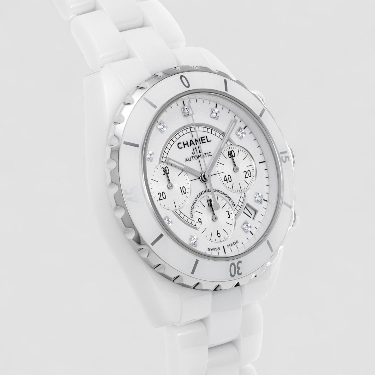 J12 Chronograph Automatic 41mm White Ceramic Diamond Dial