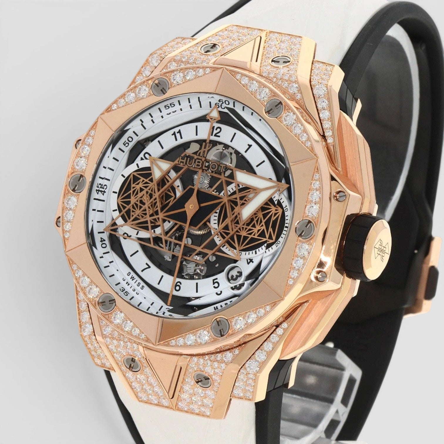 Big Bang Sang Bleu Ii King Gold White Pavé 45mm