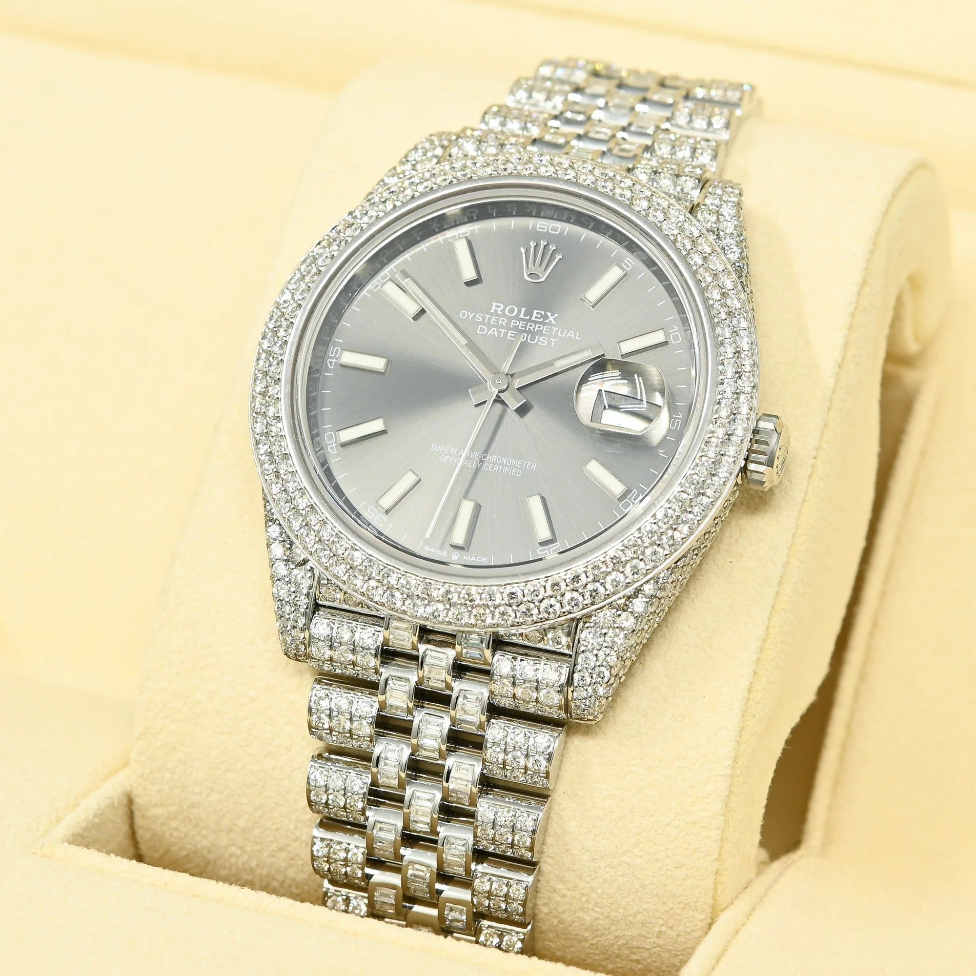 DATEJUST 41MM - JUBILEE FULL HONEYCOMB RHODIUM - Iced out