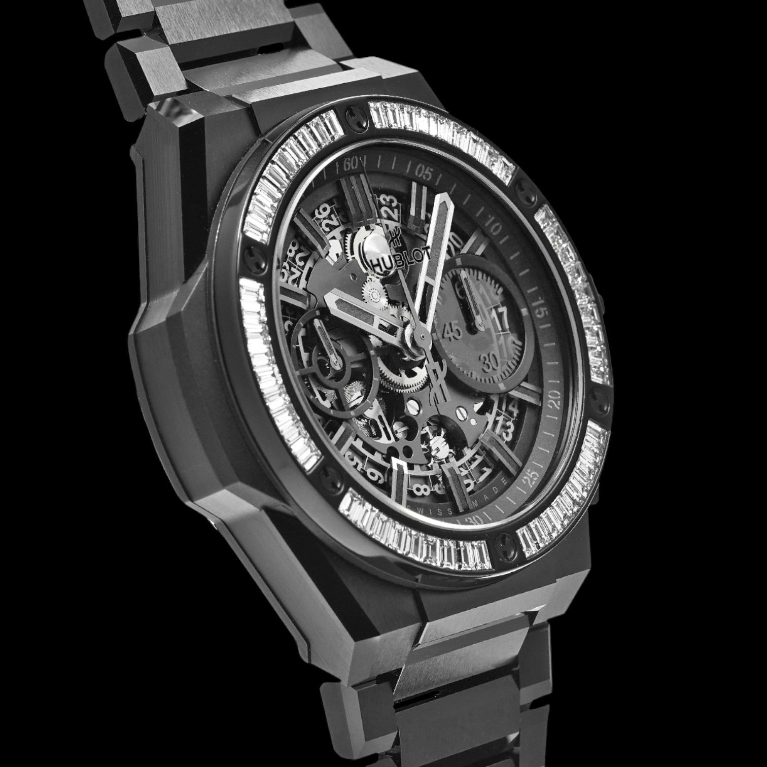 Big Bang Integrated All Black Baguette Diamonds Black Men's Watch