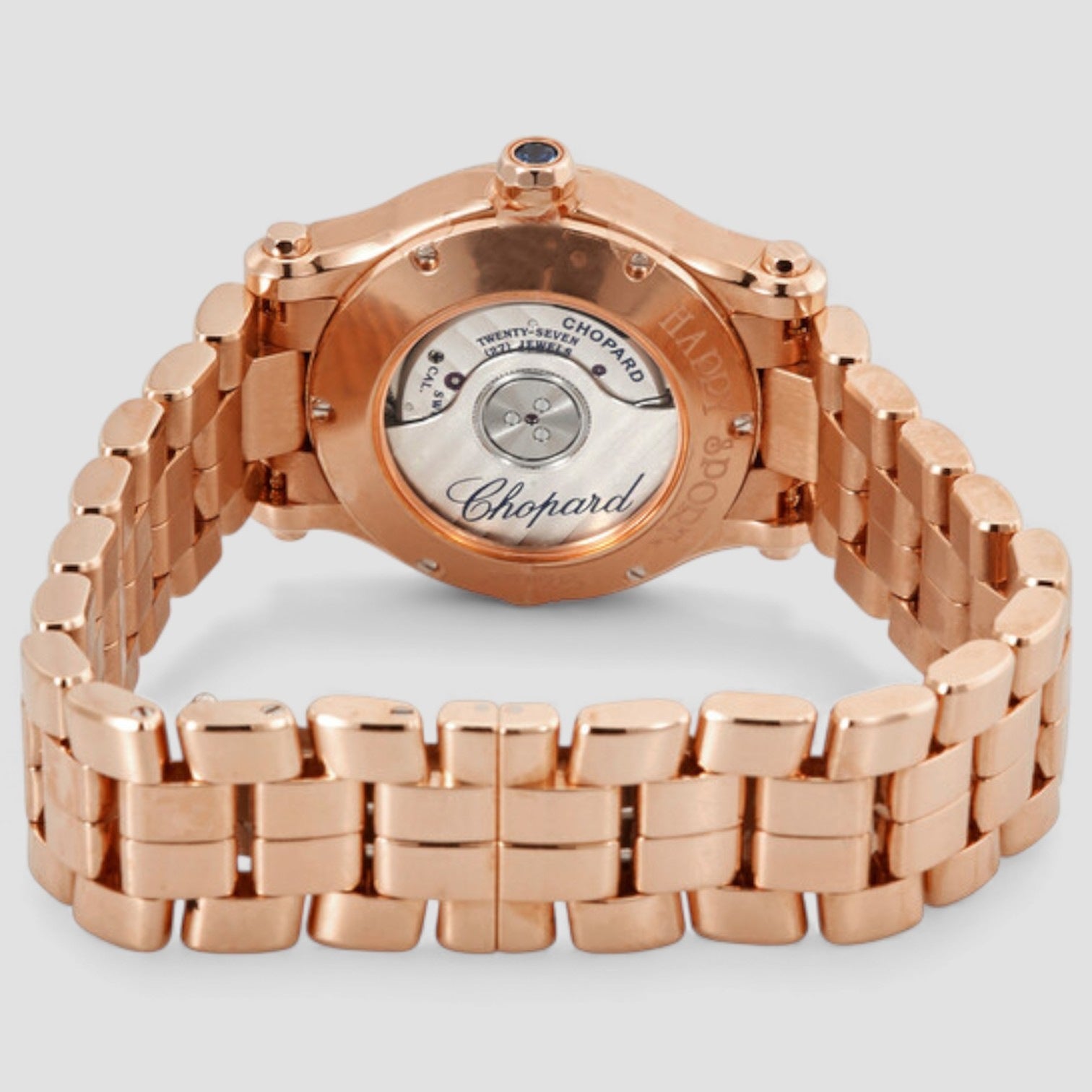 Happy Sport Silver Dial 18 Carat Rose Gold Ladies Watch
