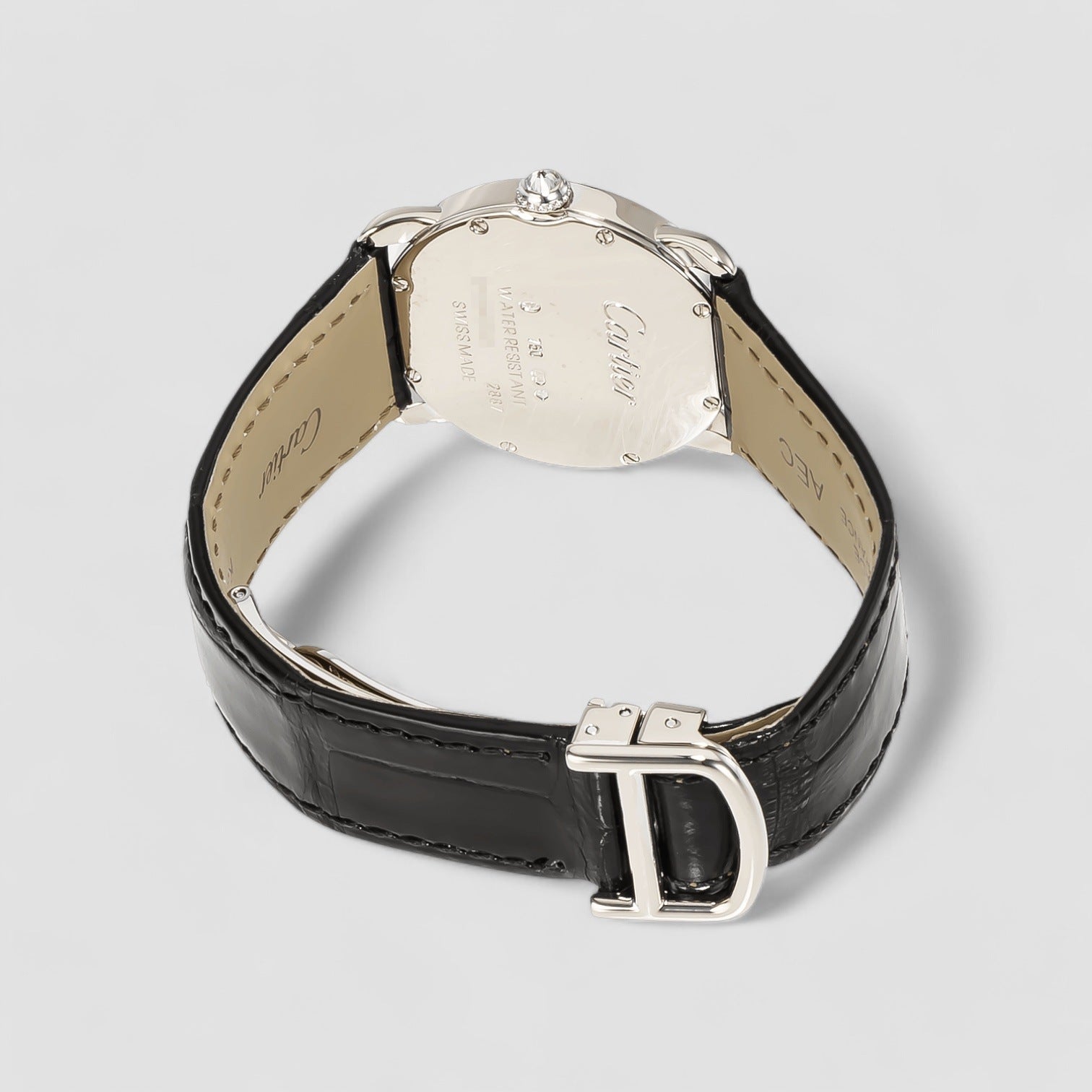 RONDE LOUIS CARTIER WHITE GOLD QUARTZ