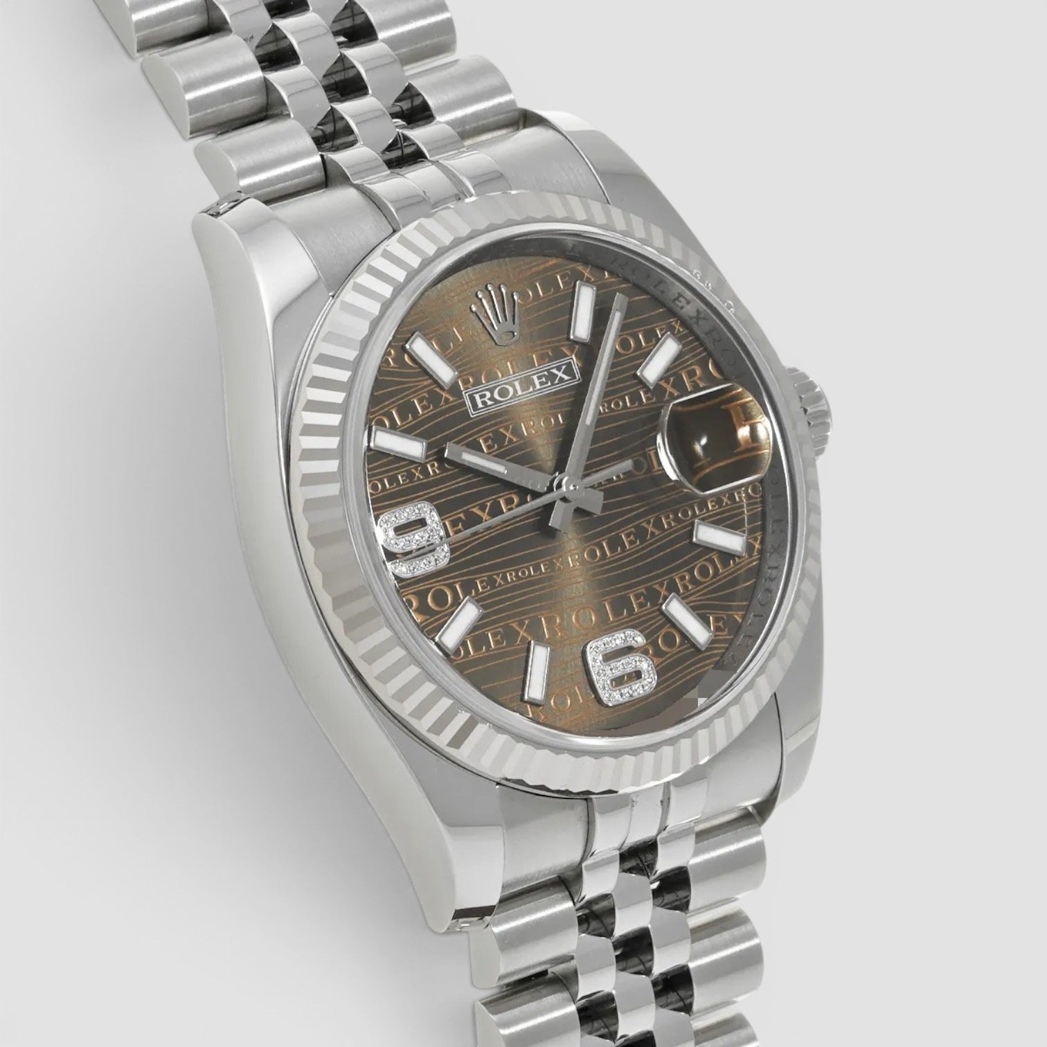 Datejust 36 White Gold/Steel Bronze Waves Diamond Dial & Fluted Bezel Jubilee Bracelet