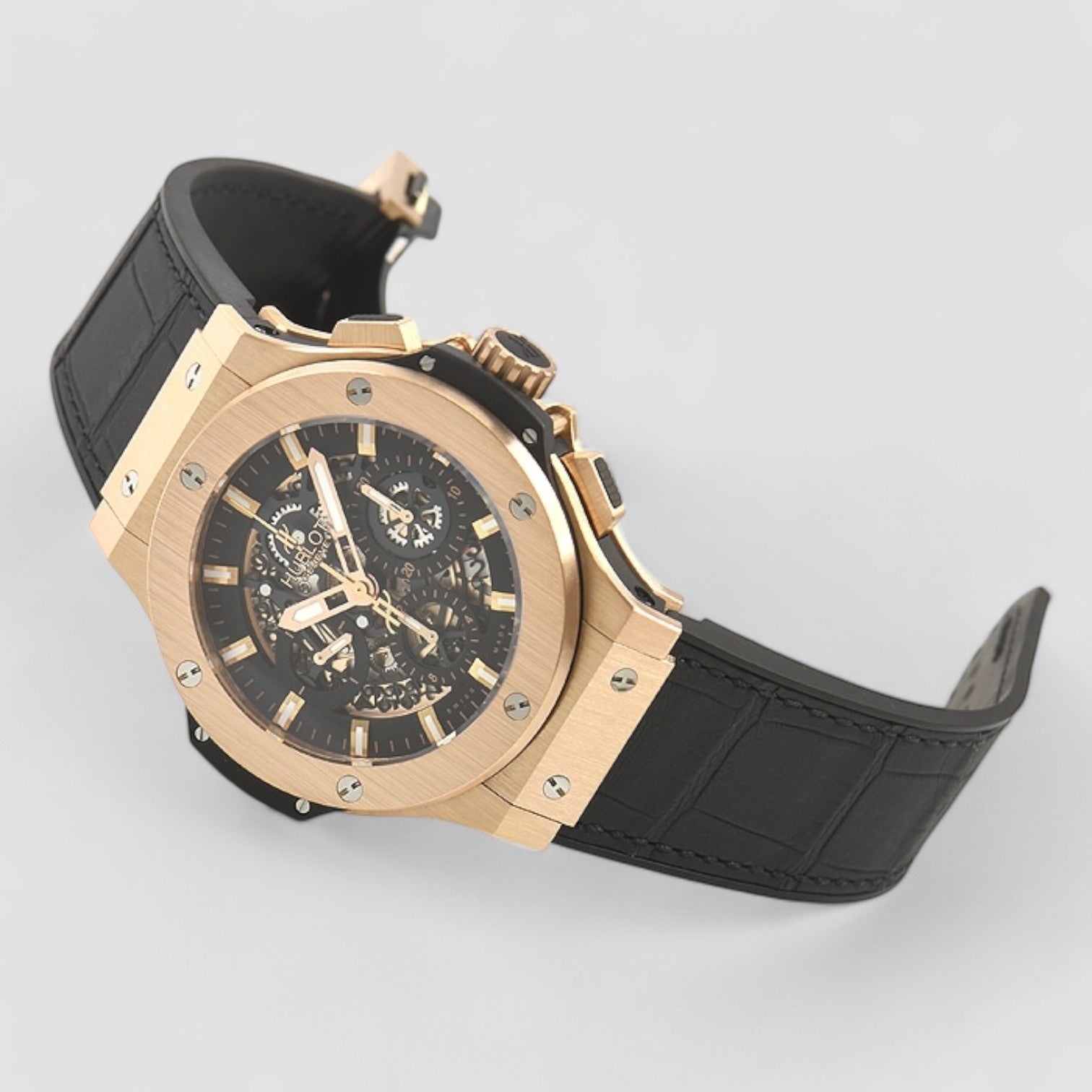 Big Bang Aero Bang Skeleton Index Rose Gold & Leather 44mm