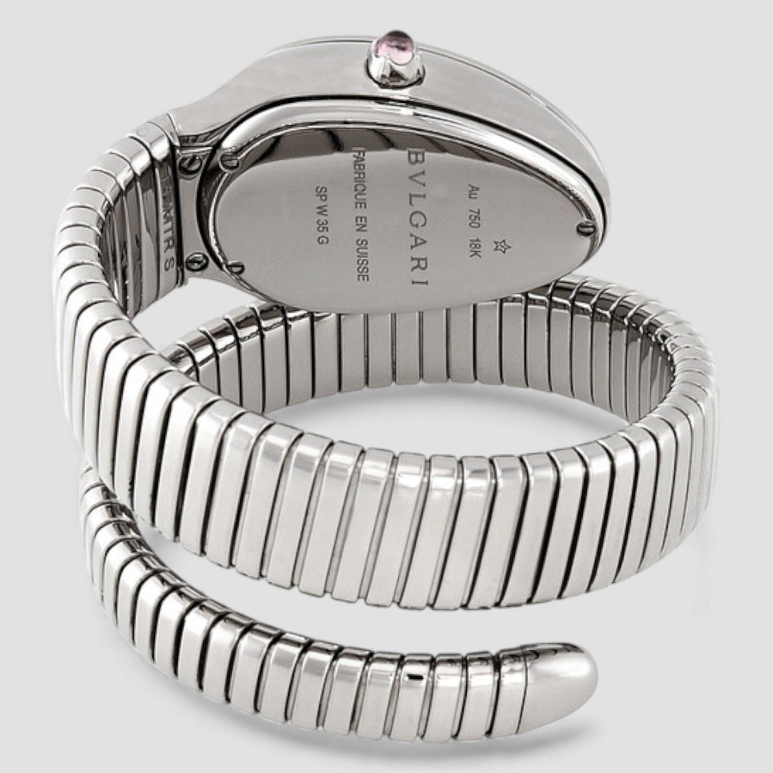 Serpenti Tubogas 18k White Gold Diamond Pave Dial Quartz Ladies Watch