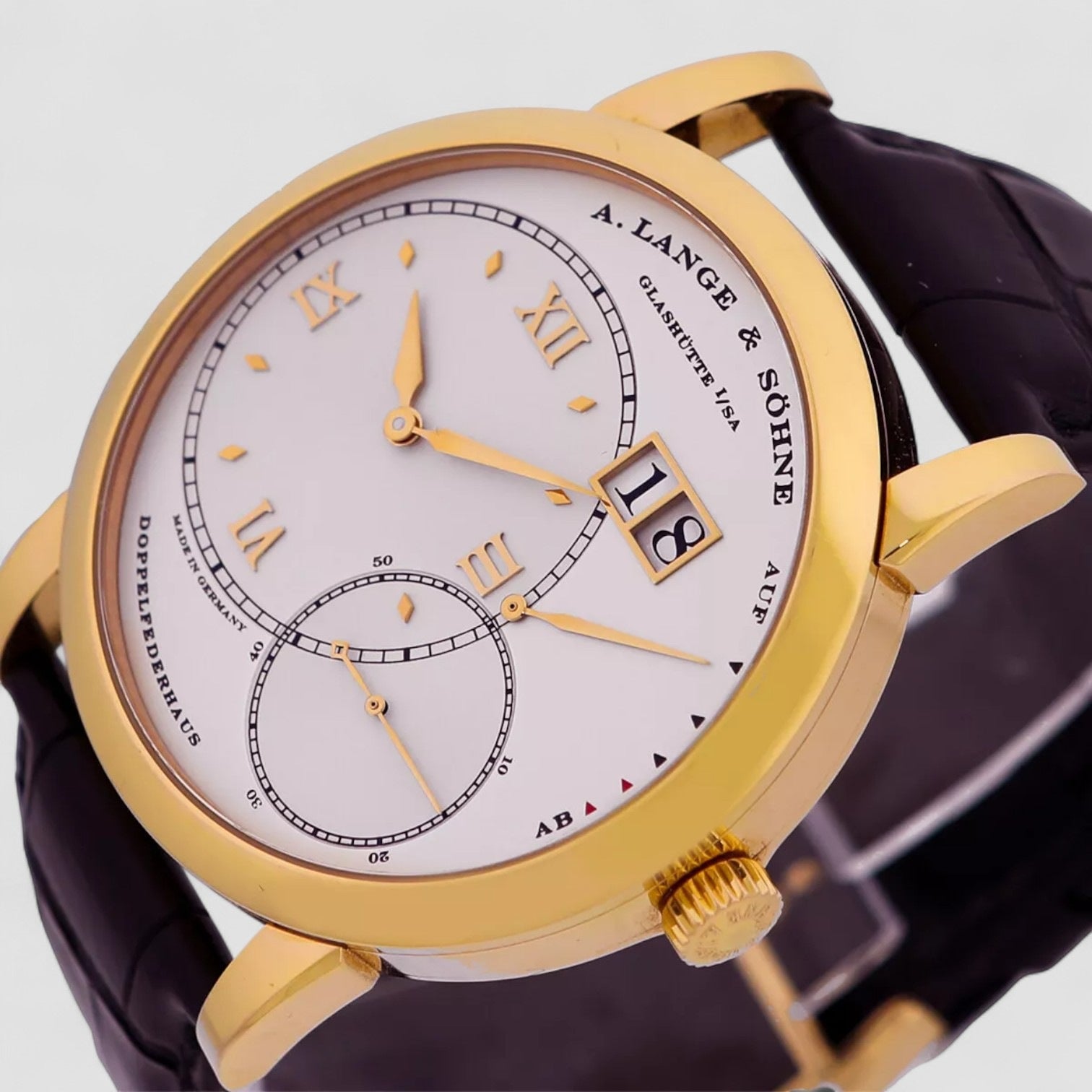 Lange 1 Silver Men's Black Strap Watch