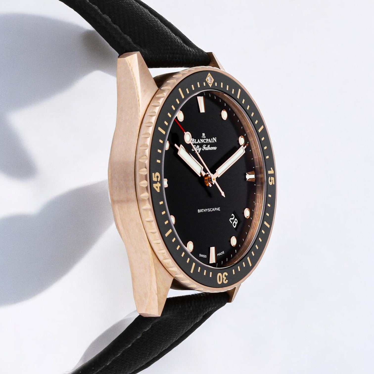 Fifty Fathoms Bathyscaphe 18k Rose Gold Black Dial