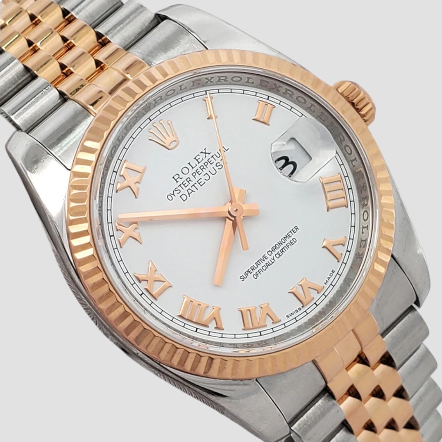 Datejust 36 White Roman Numeral Jubilee Bracelet Watch