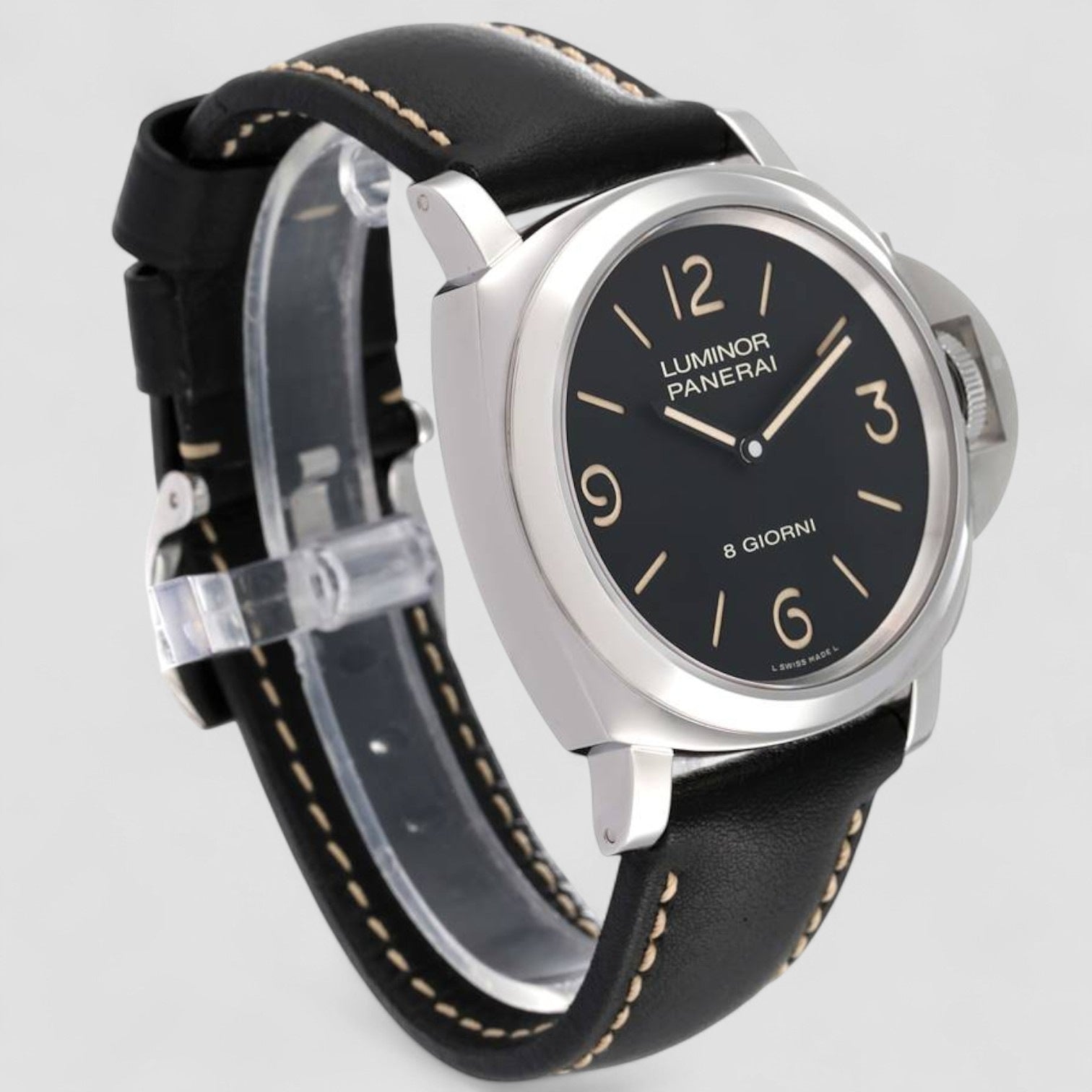 Luminor 8 Giorni Black Dial Steel Mens Watch