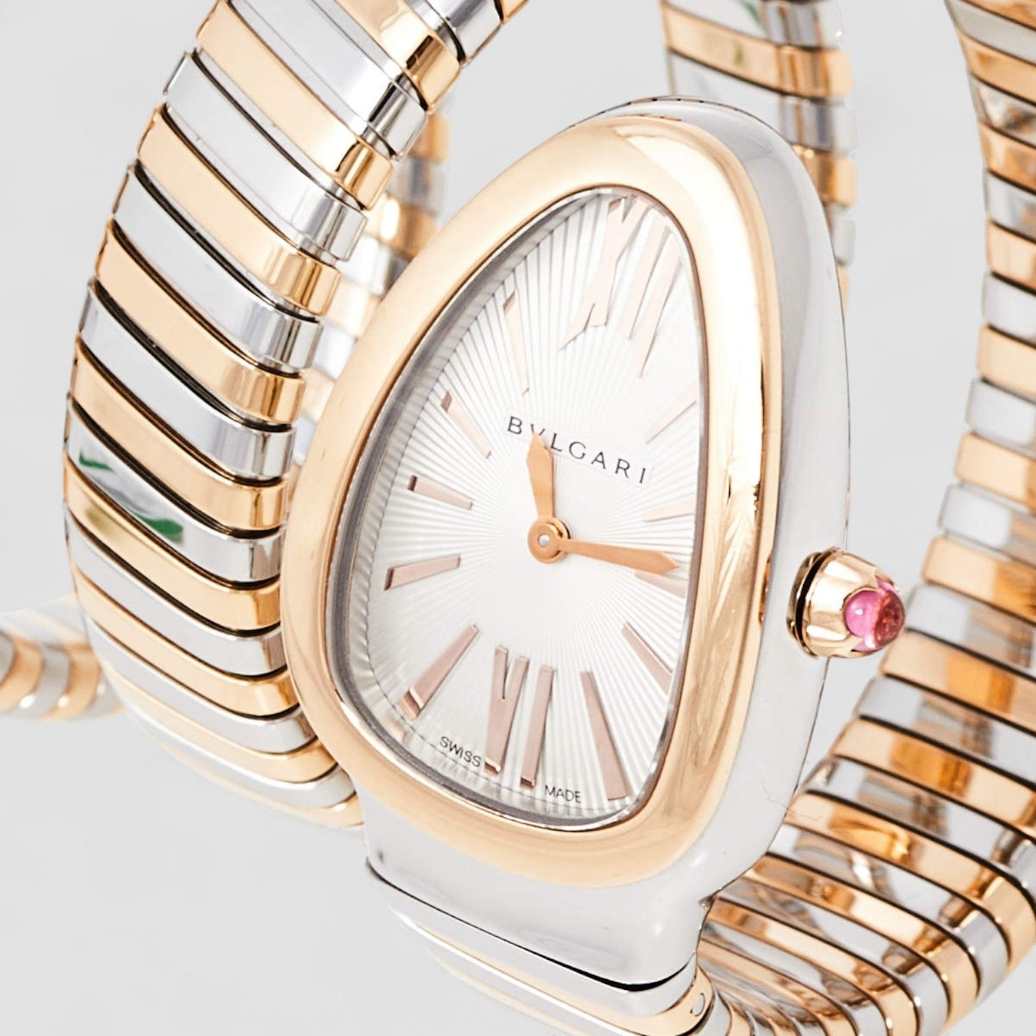 Serpenti Tubogas Silver Opaline Dial Quartz Ladies Watch