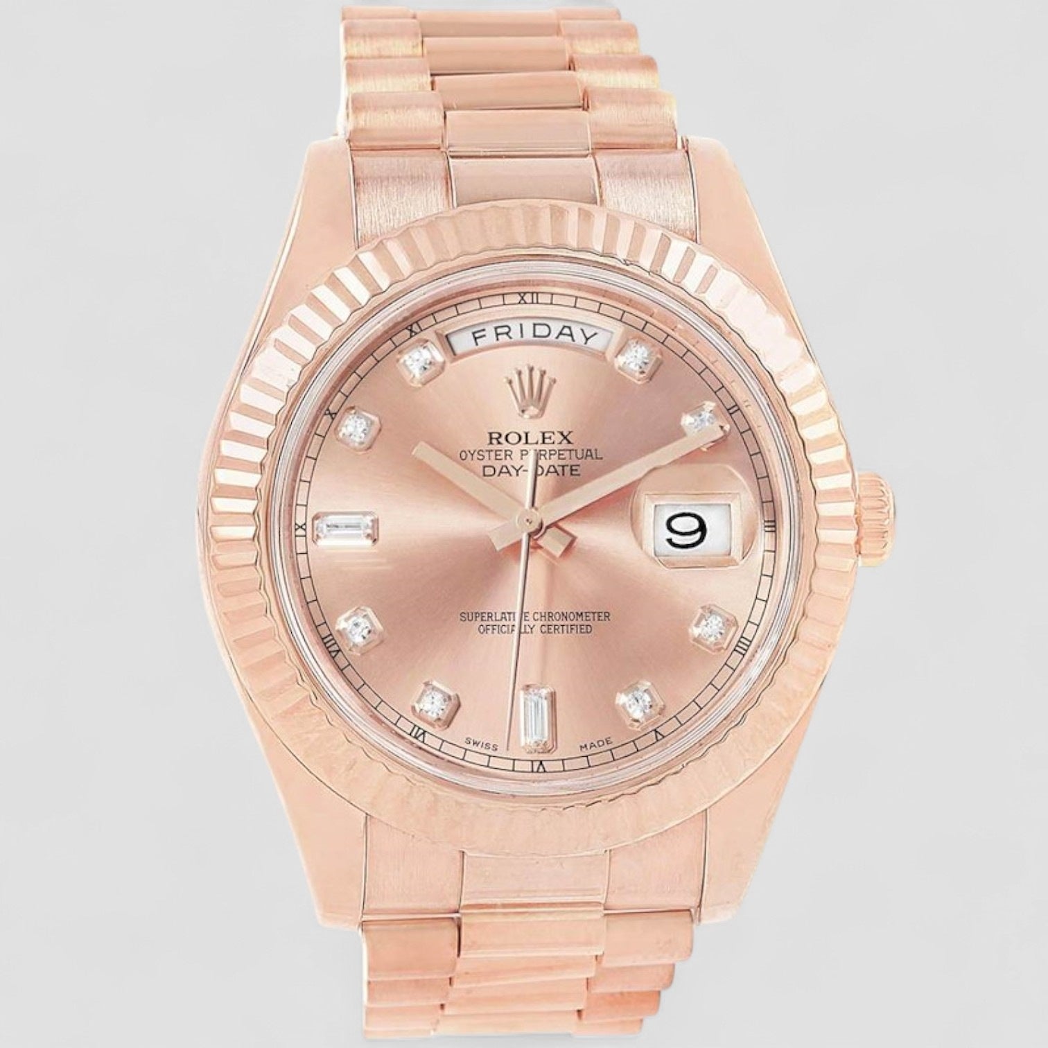 Day-Date II 41 President EveRose Gold Diamond Mens Watch