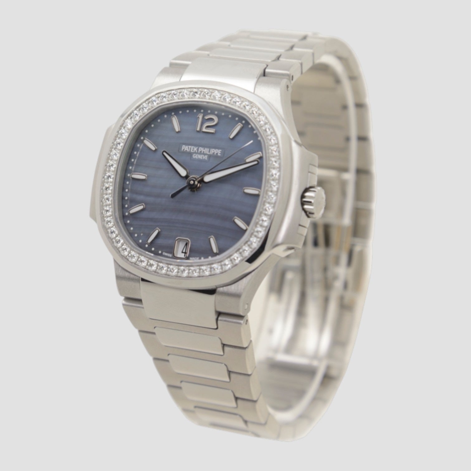 Nautilus Blue Wave Motif Dial & Diamond Bezel Women's Watch