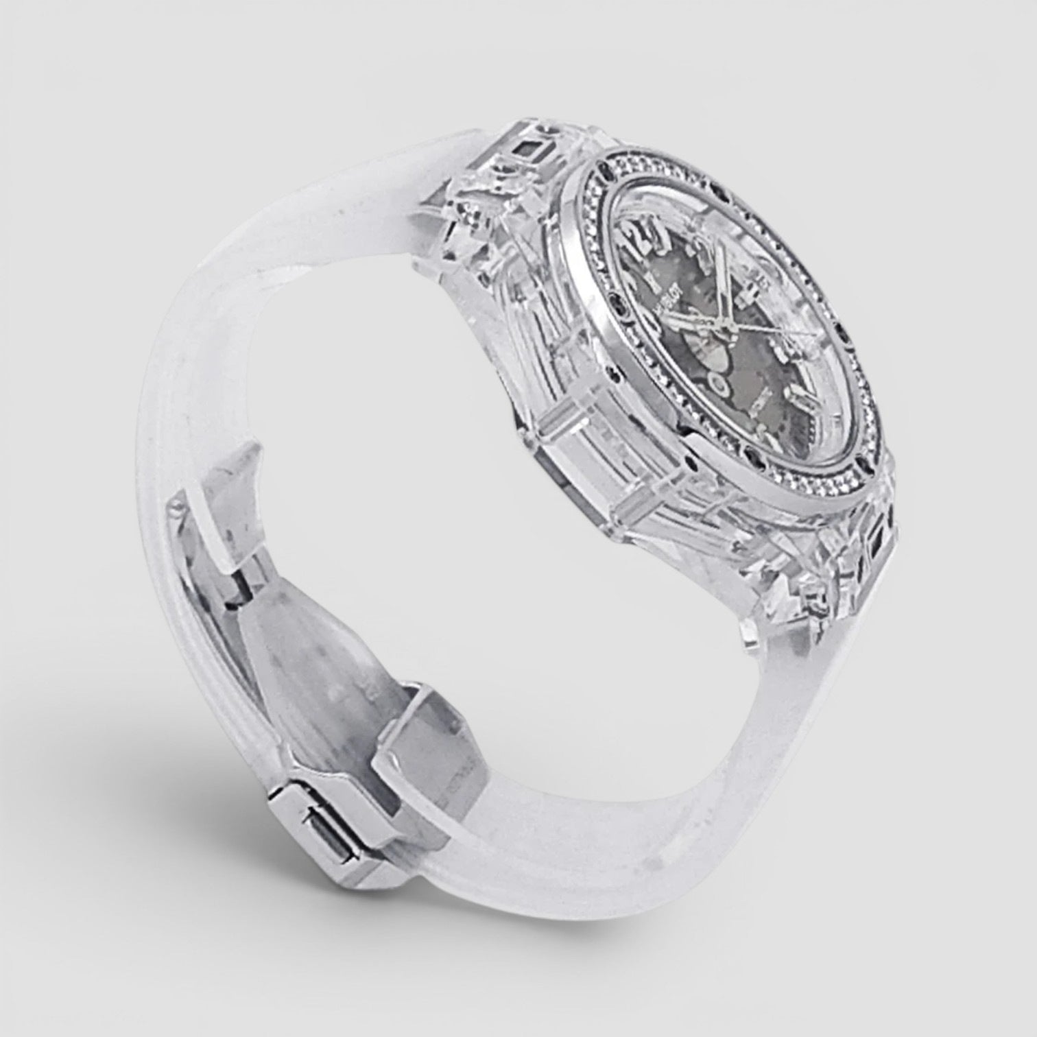 Big Bang One Clink Sapphire Crystal Rubber Automatic Diamonds Skeleton Ladies Watch