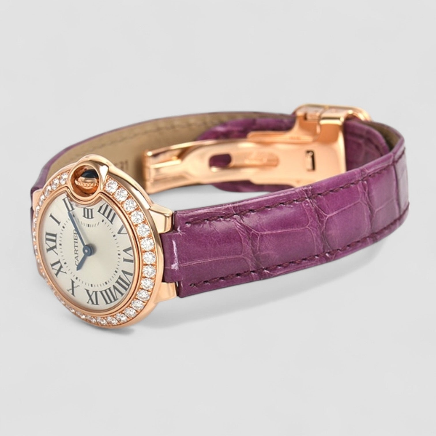 Ballon Bleu Silver Dial Rose Gold Diamond Bezel Ladies Watch