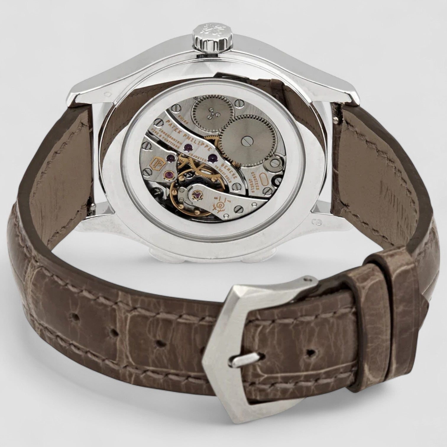 Calatrava Travel Time 18k White Gold Diamond Bezel
