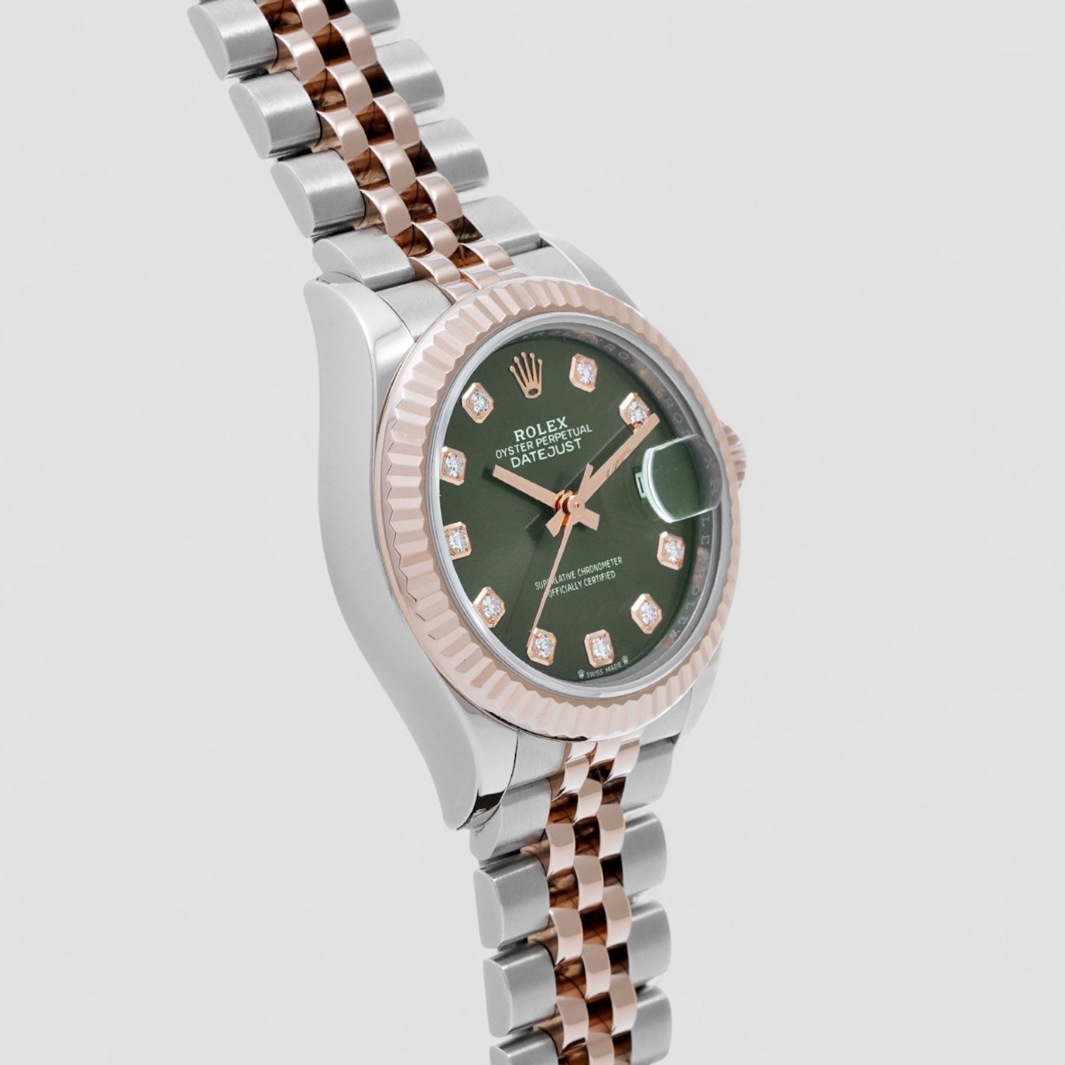 Lady-Datejust Olive Green Diamond Steel & Rose Gold