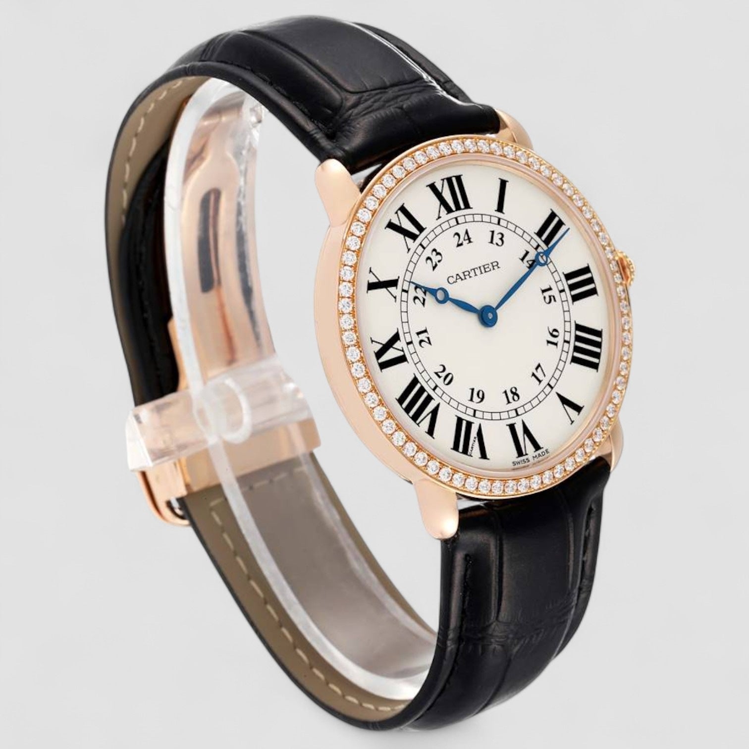 Ronde Louis Rose Gold Diamond Mens Watch