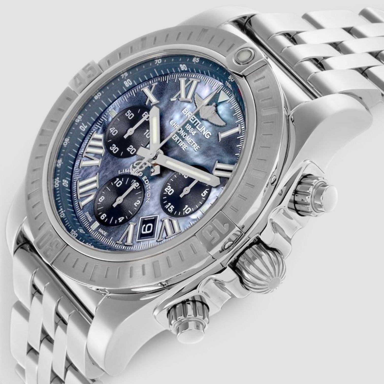 Chronomat 44 Airbourne Mother Of Pearl Dial Steel Mens Watch
