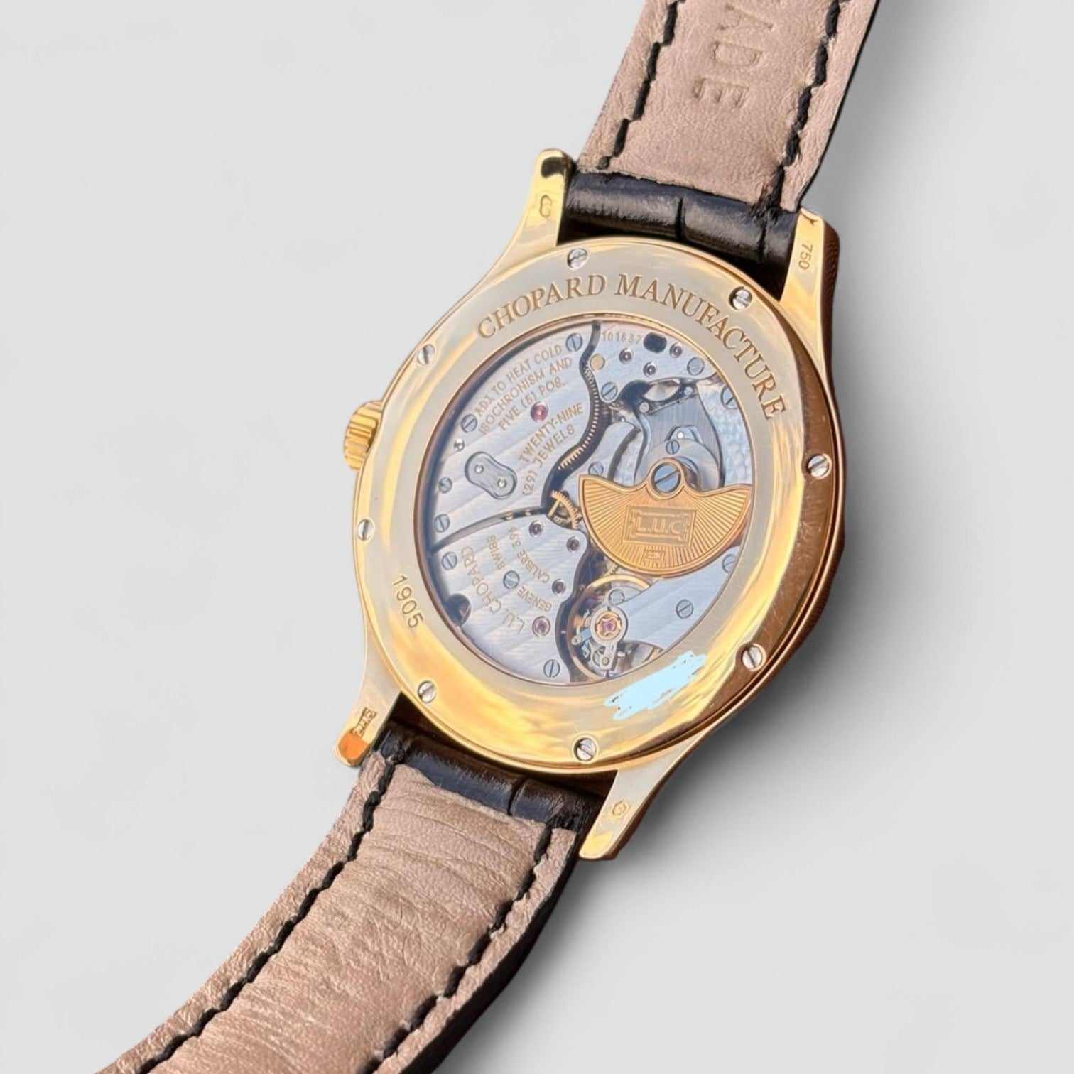 L.U.C. Classic Mark III Black and Silver Guilloche Dial Automatic Rose Gold Men's Watch