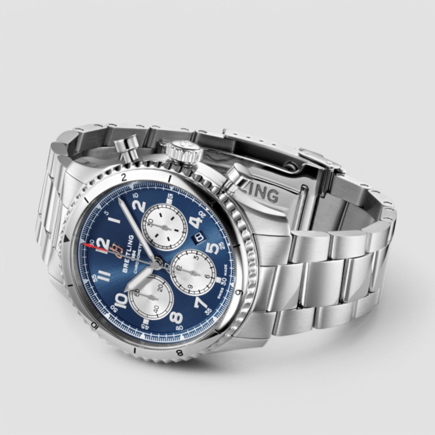 Aviator 8 B01 Chronograph 43 Stainless Steel Blue Dial