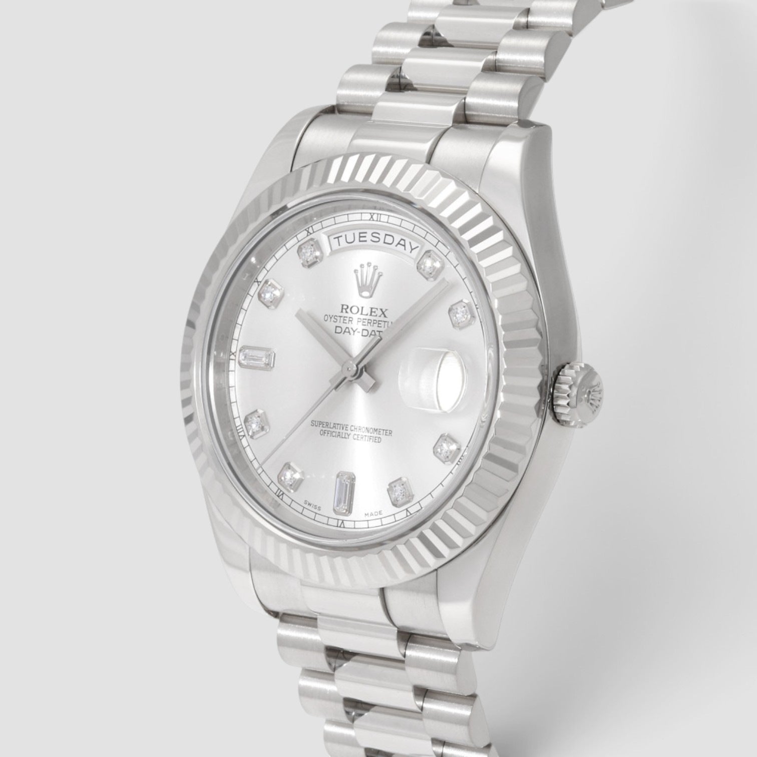 Day-Date II 41mm White Gold Silver Diamond Dial