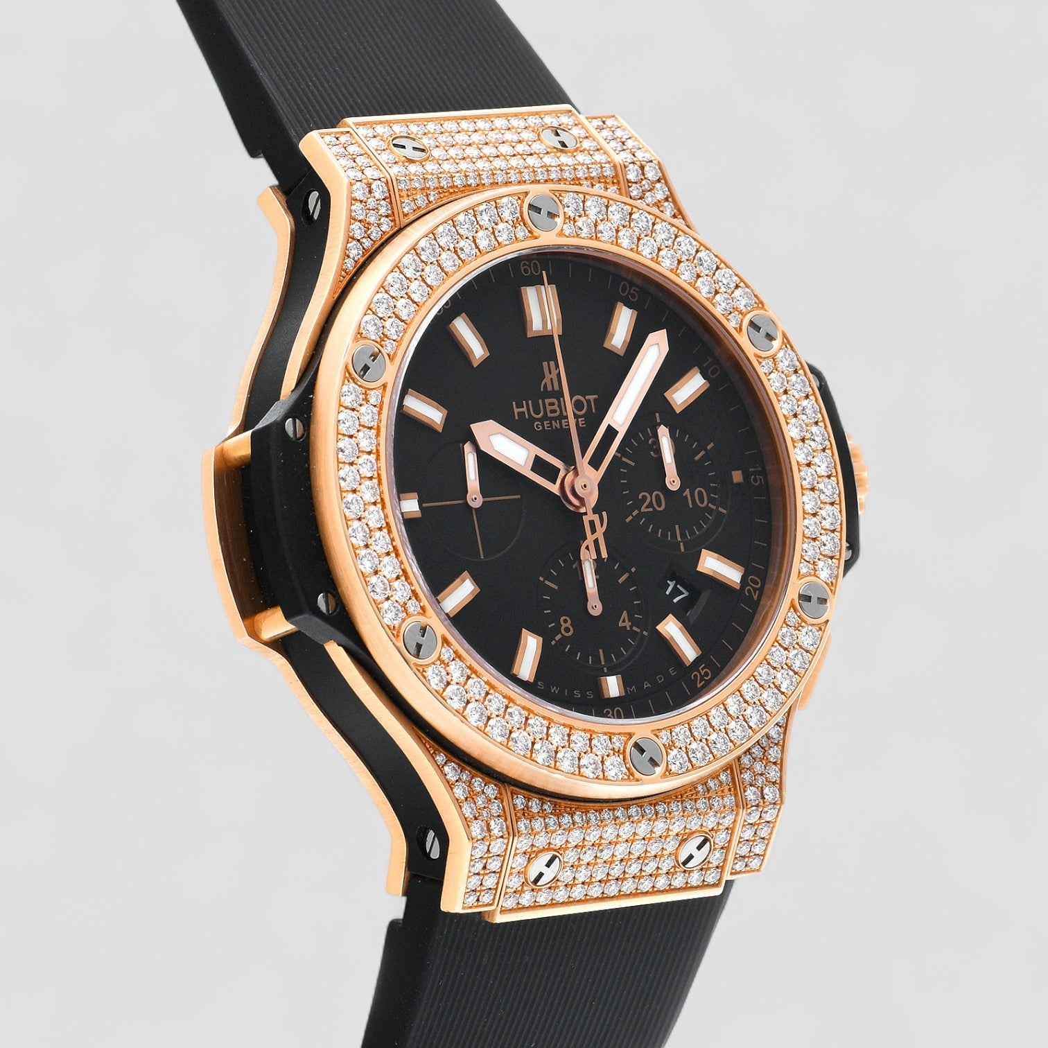 Big Bang 18kt Rose Gold Diamond Automatic Chronograph Watch