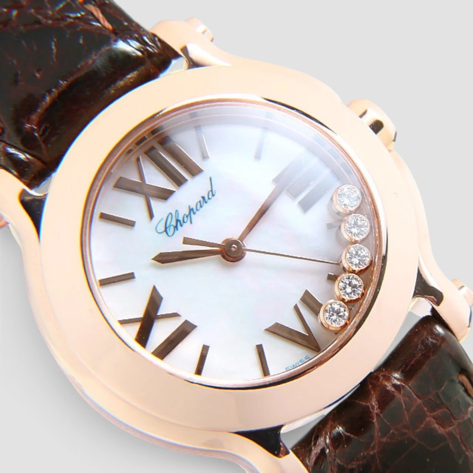 Happy Sport 30mm Rose Gold White Dial Diamond