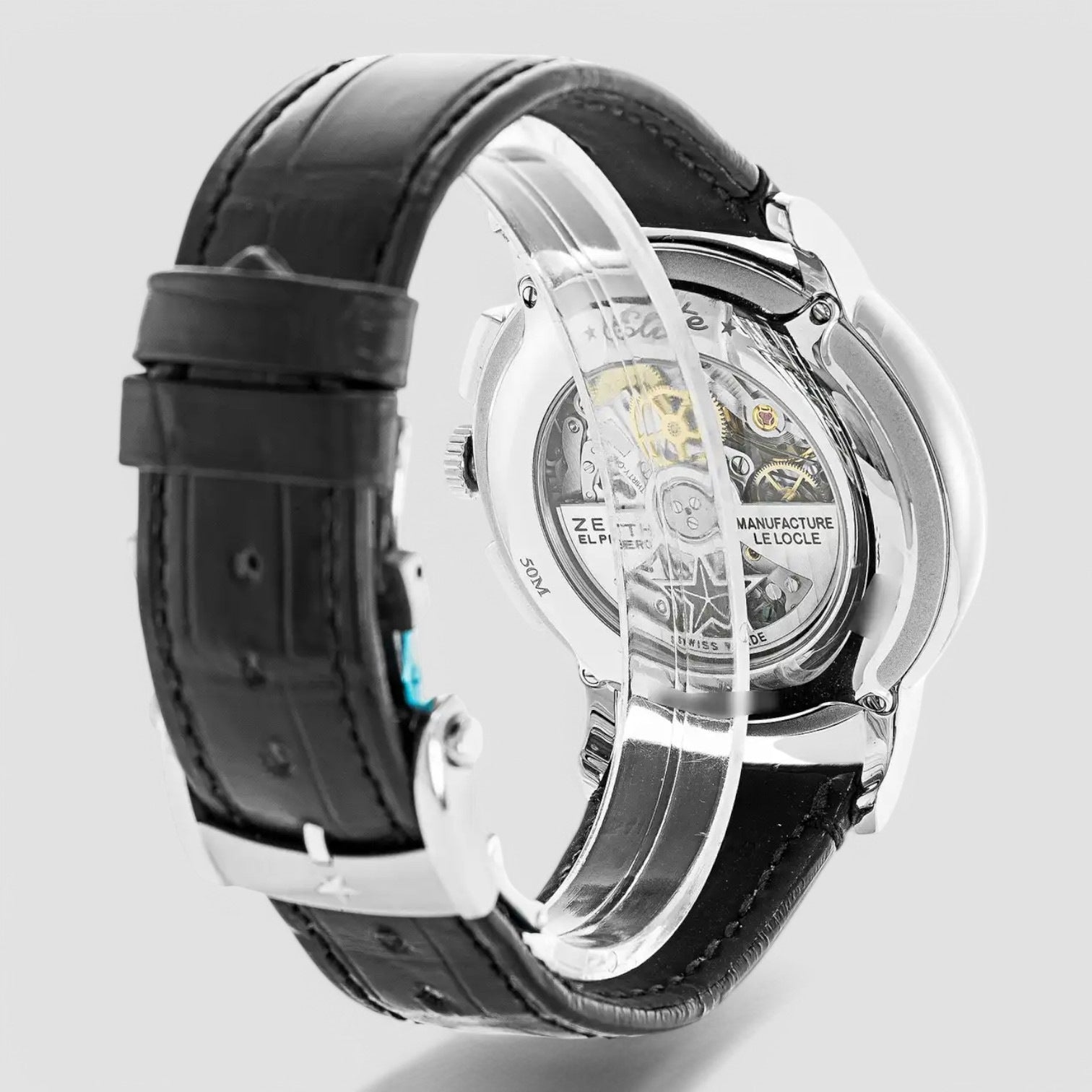 Elite Chronograph Classic Black Dial Black Leather Men's Watch