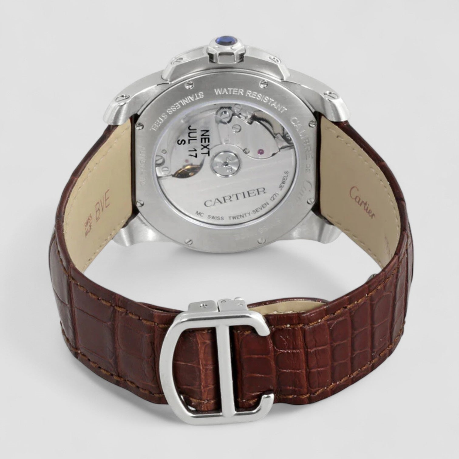 Calibre de Cariter Silver Dial Rose Gold Men's Watch