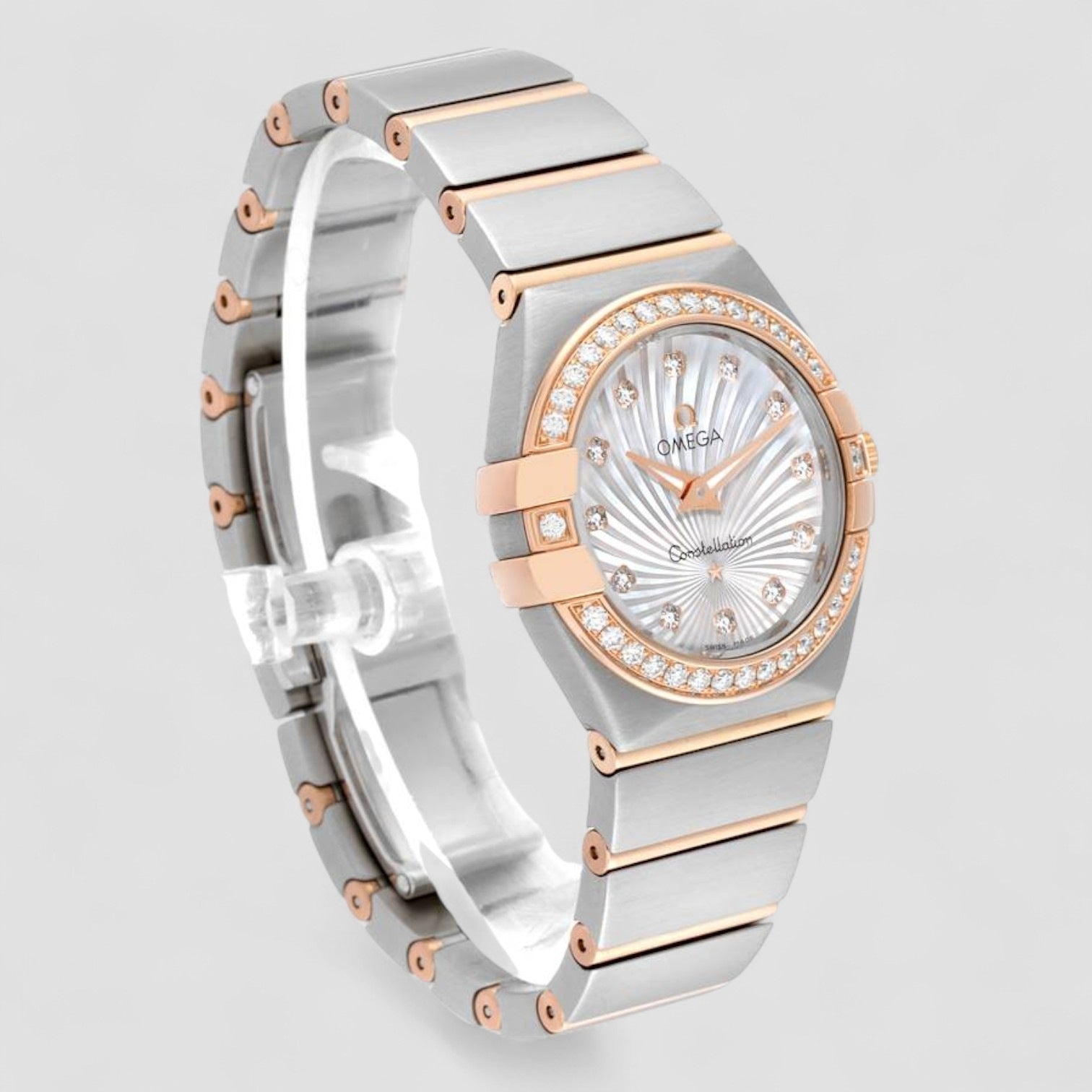 Constellation 27 Steel Rose Gold Mother Of Pearl Diamond Ladies Watch