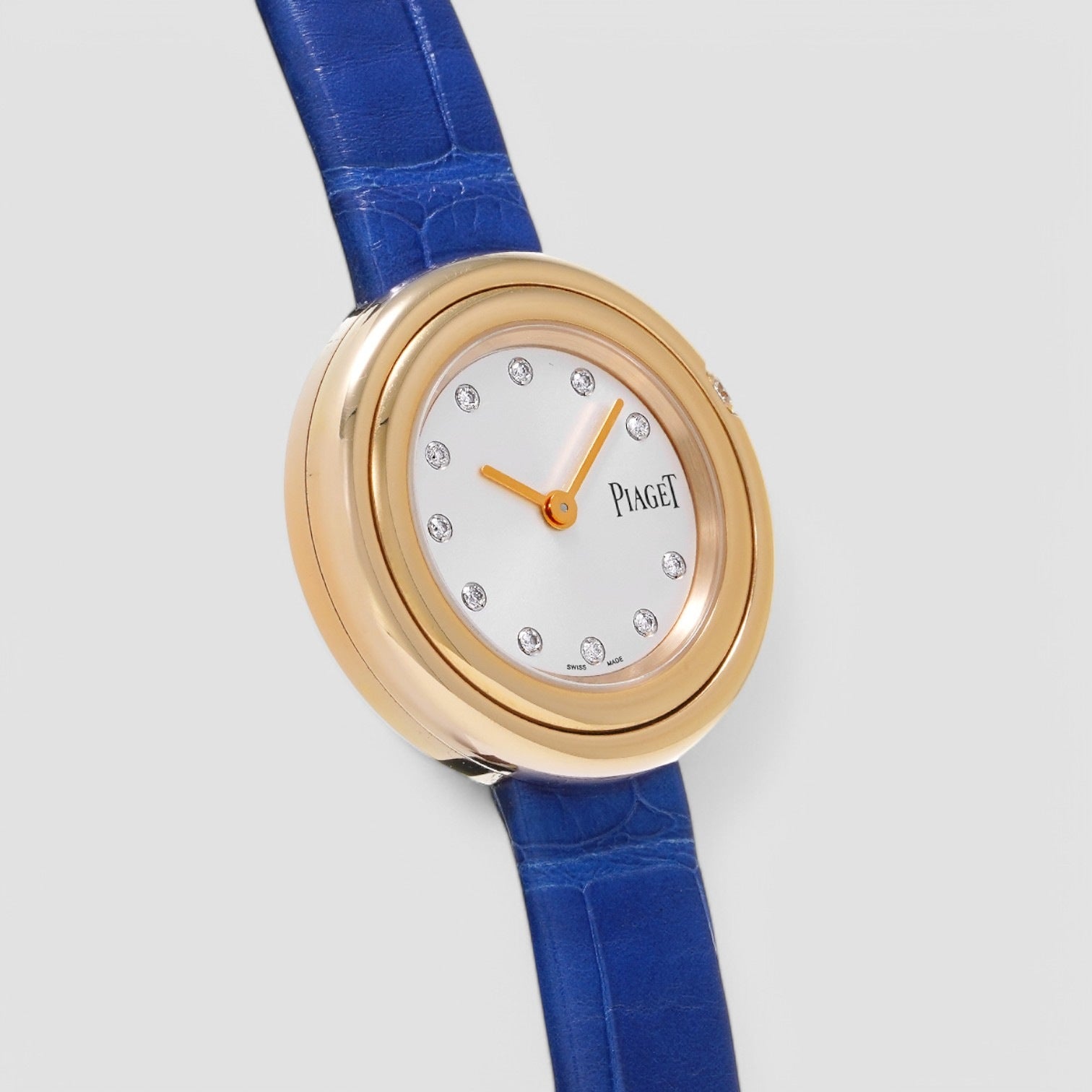 Possession Diamond Silver Dial Ladies 18K Rose Gold Leather Watch
