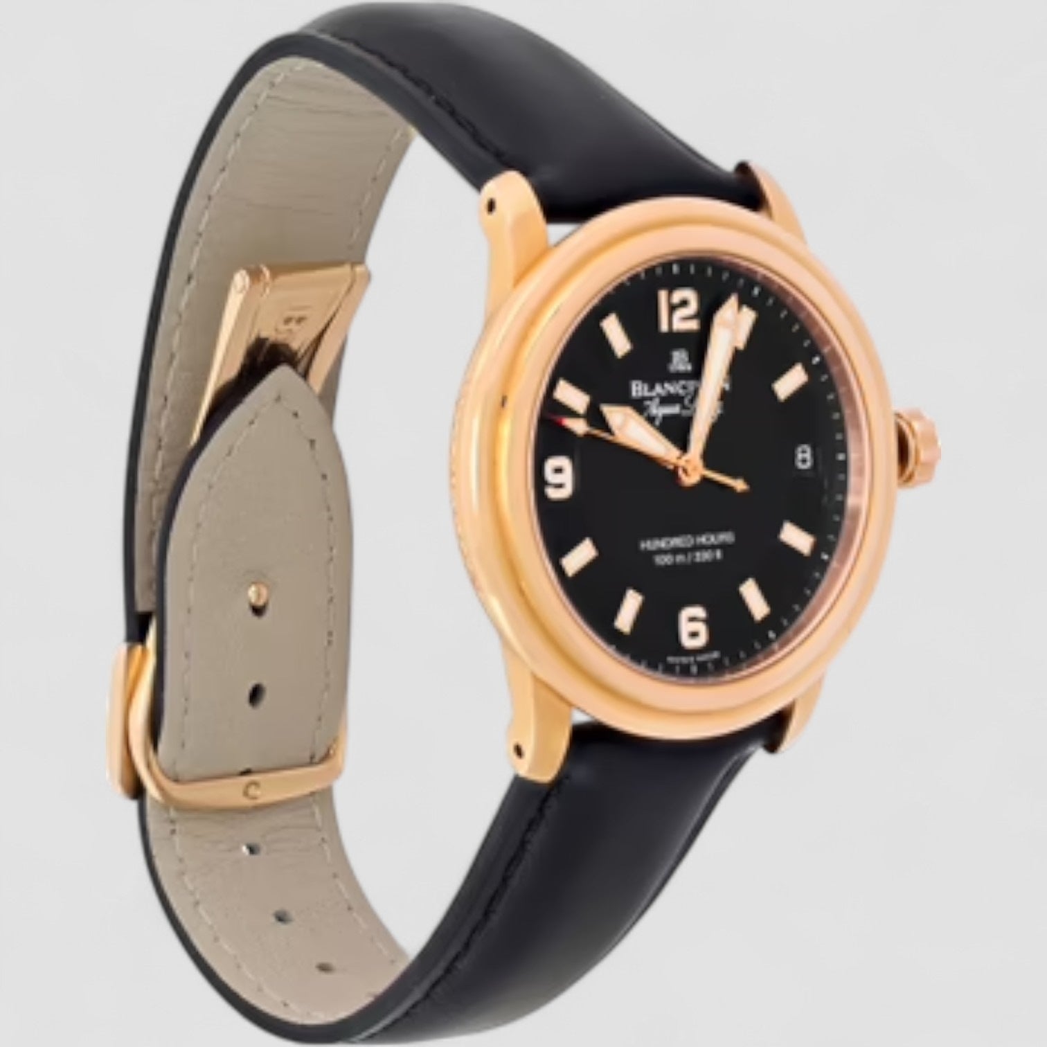 Aqualung 18K Rose Gold Hundred Hours Black Dial LIMITED