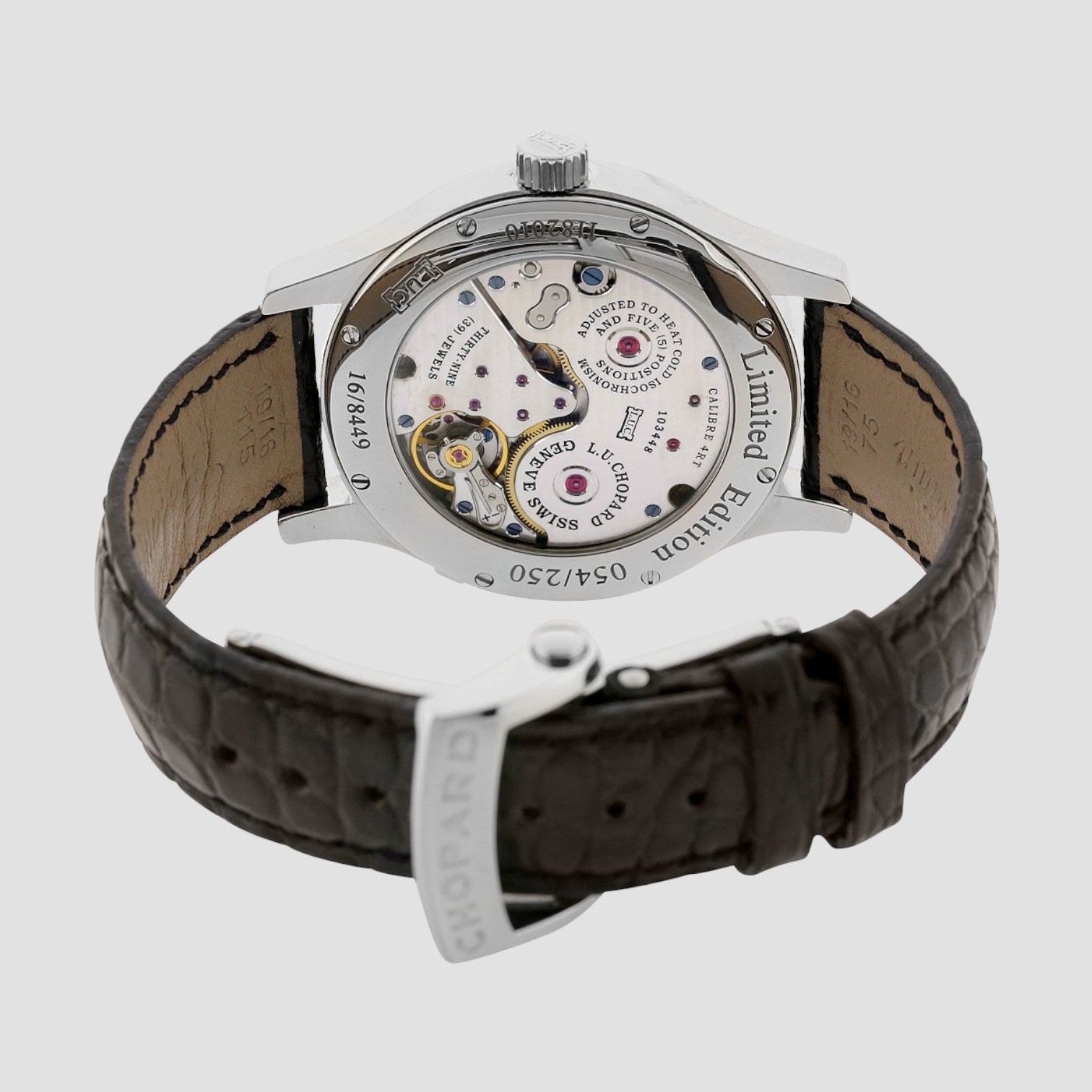 L.U.C Rregulator Semi Skeleton Dial Black Leather Men's Watch