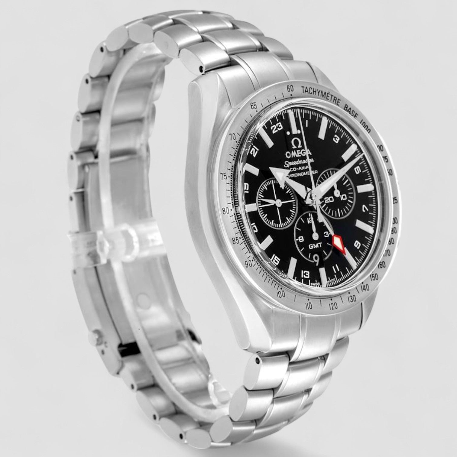 Speedmaster Broad Arrow Co-Axial GMT Steel Mens Watch