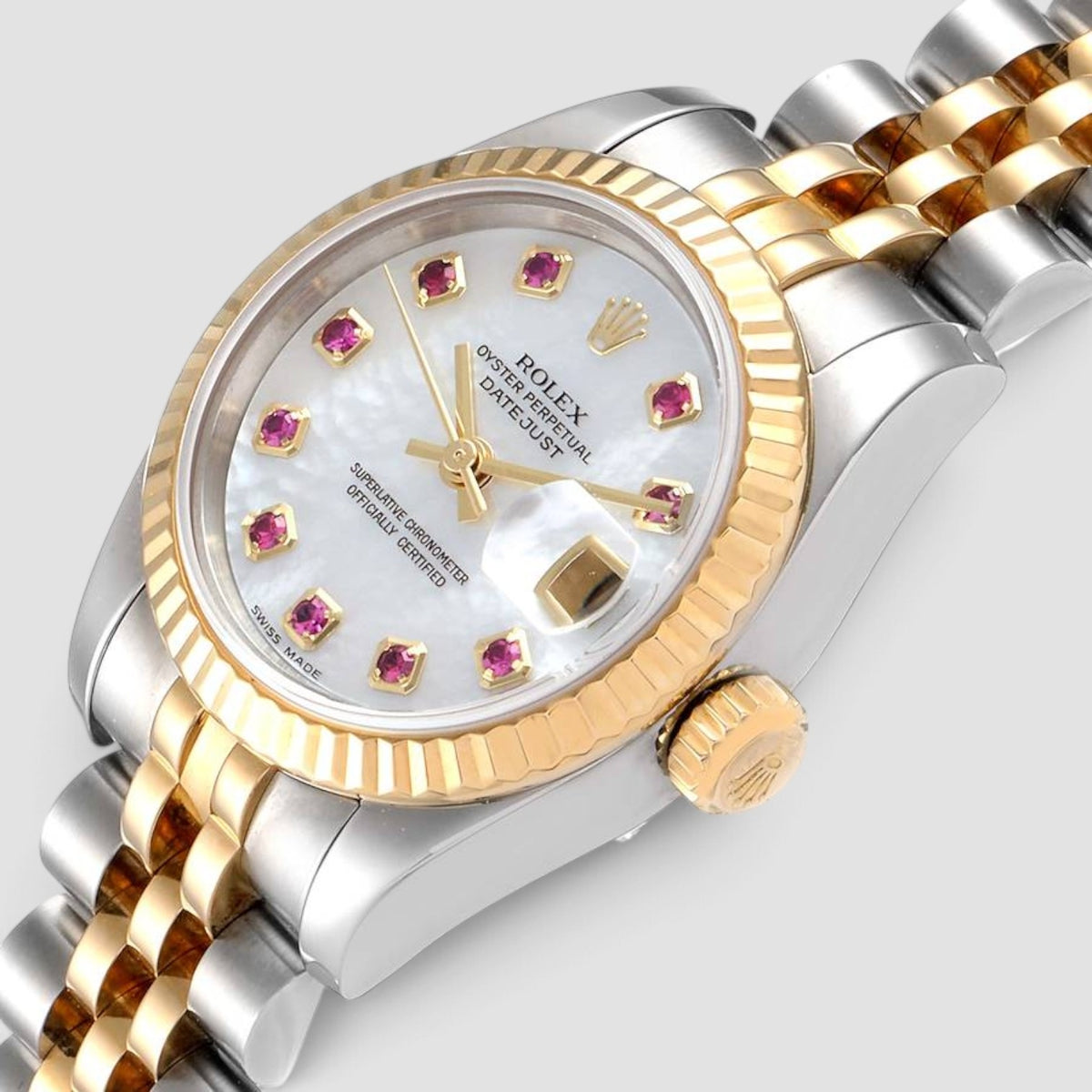 Lady-Datejust 26 Mother-of-Pearl Ruby Dial Jubilee