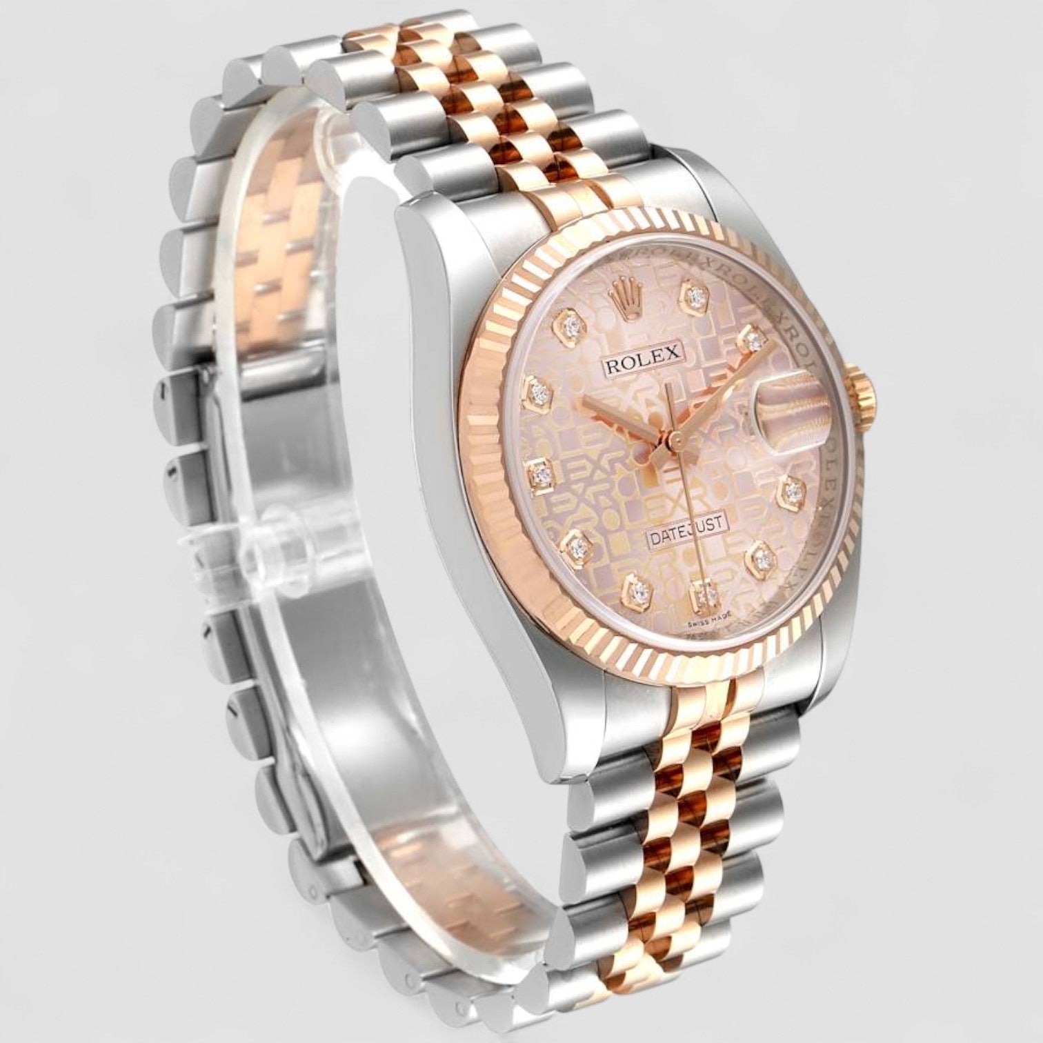 Datejust 36mm Dial Steel Rose Gold Diamond Unisex Watch