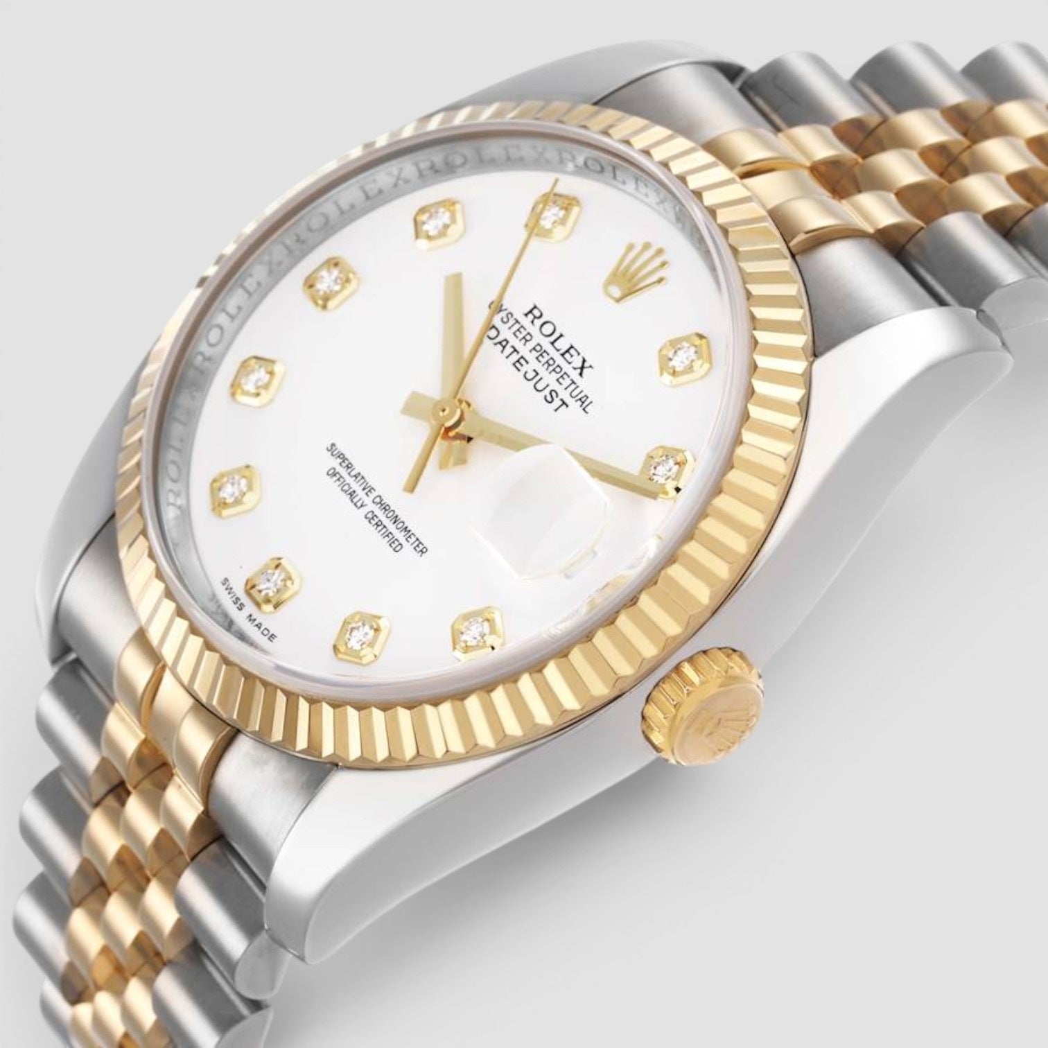 Datejust 36mm Steel & Yellow Gold White Diamond Dial