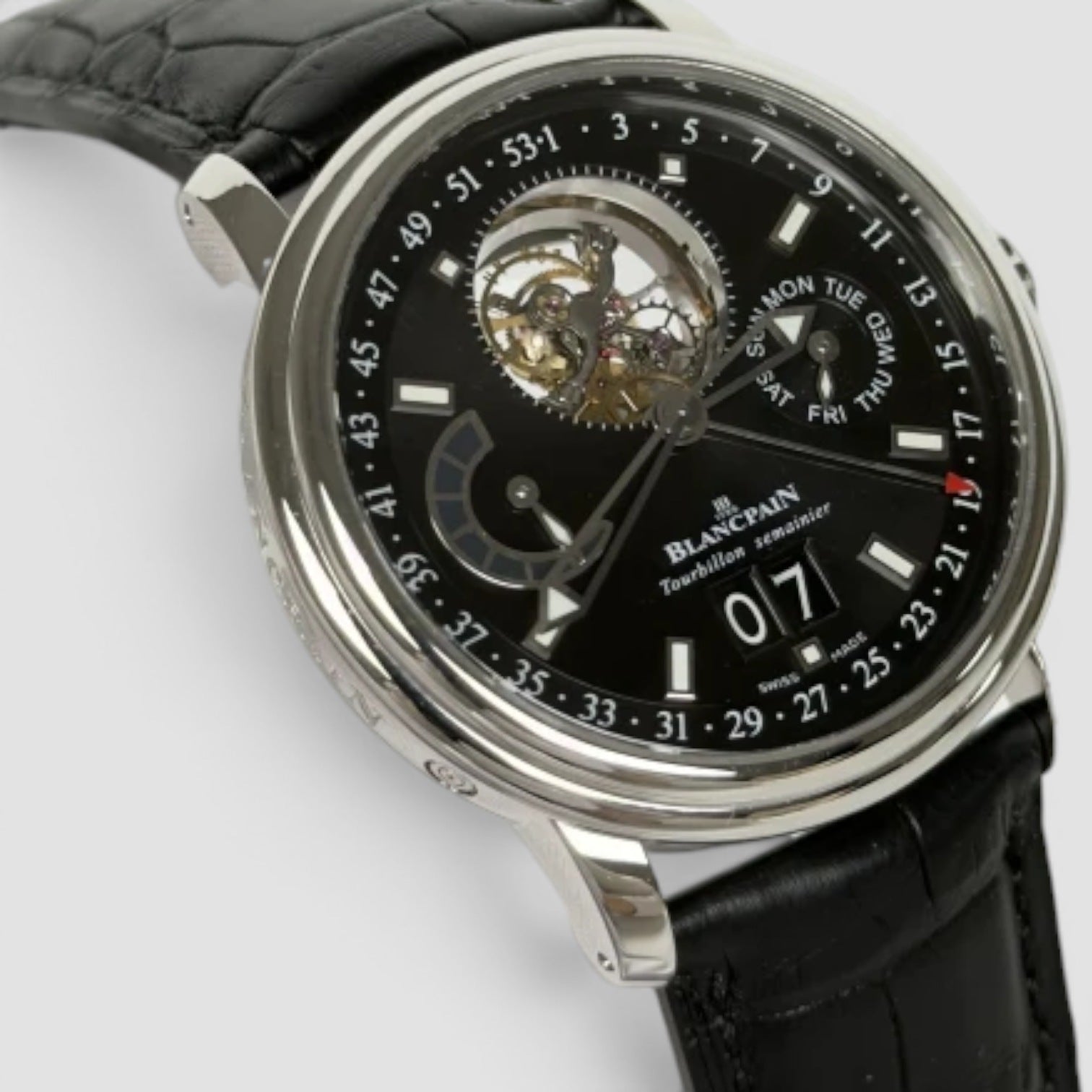 Léman Tourbillon Semainier 40mm Platinum Black Dial