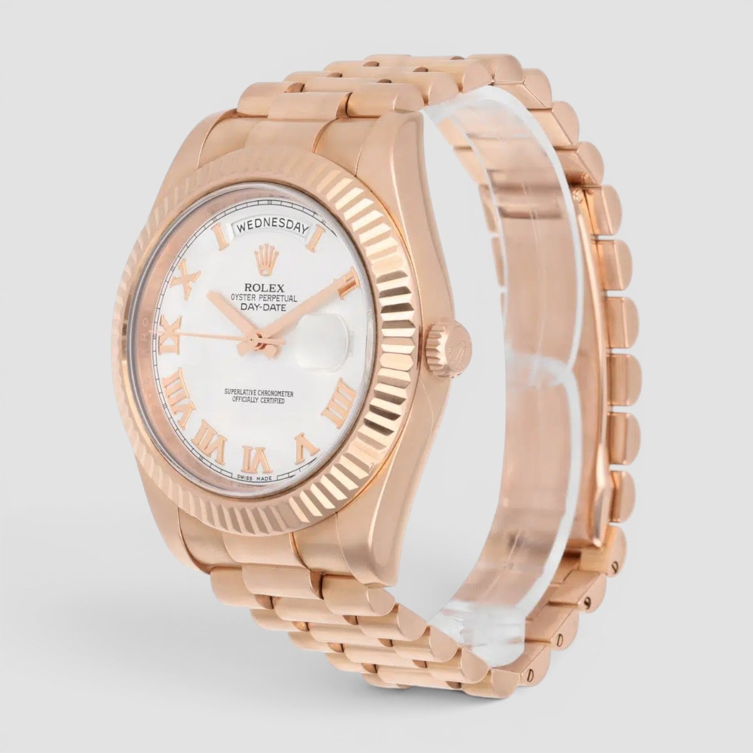 Day-Date II 41mm 18K Everose Gold White Roman Dial