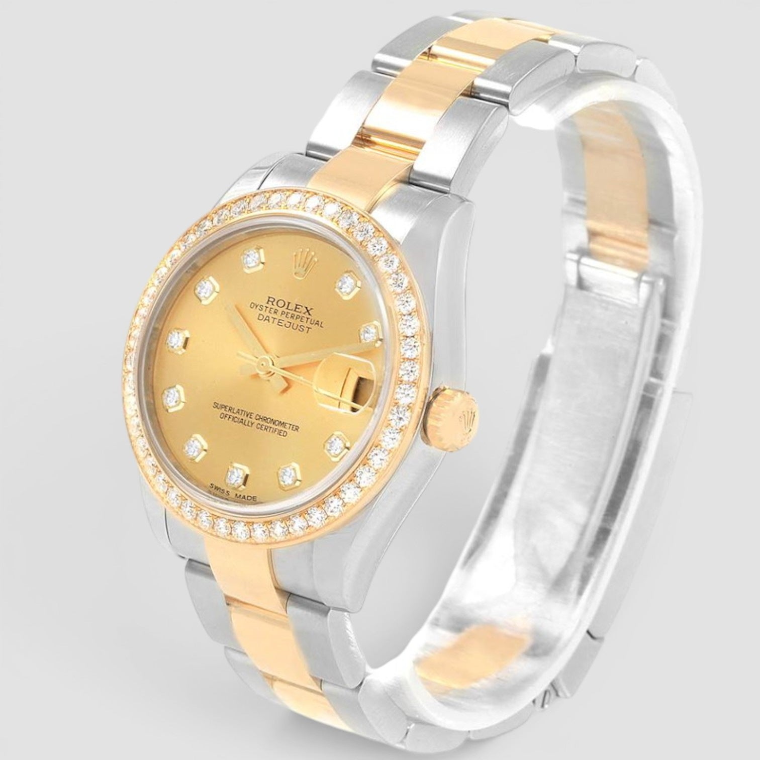 Datejust 31mm Steel & Yellow Gold Diamond Champagne Dial