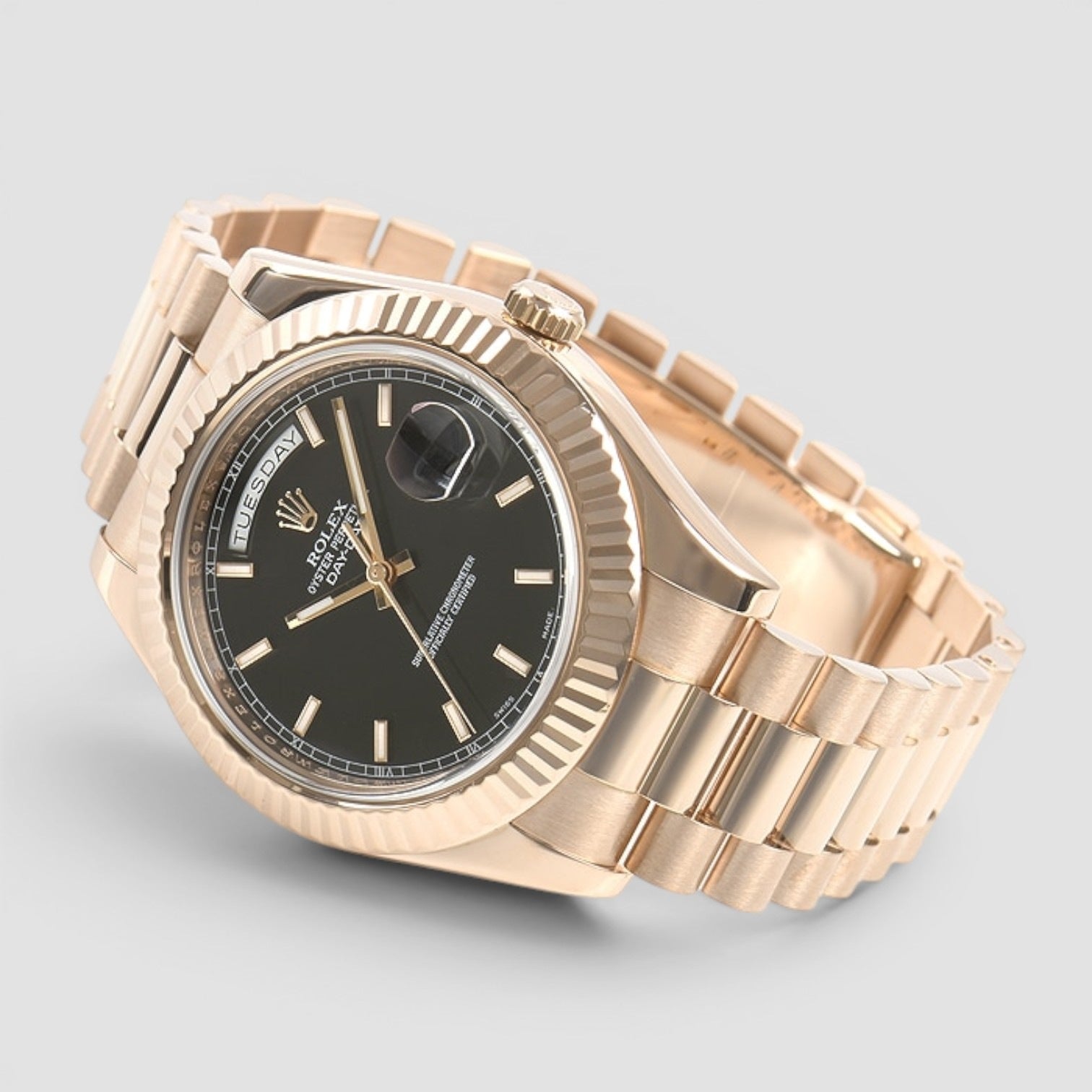Day-Date II 41mm 18K Everose Gold Grey Roman Dial