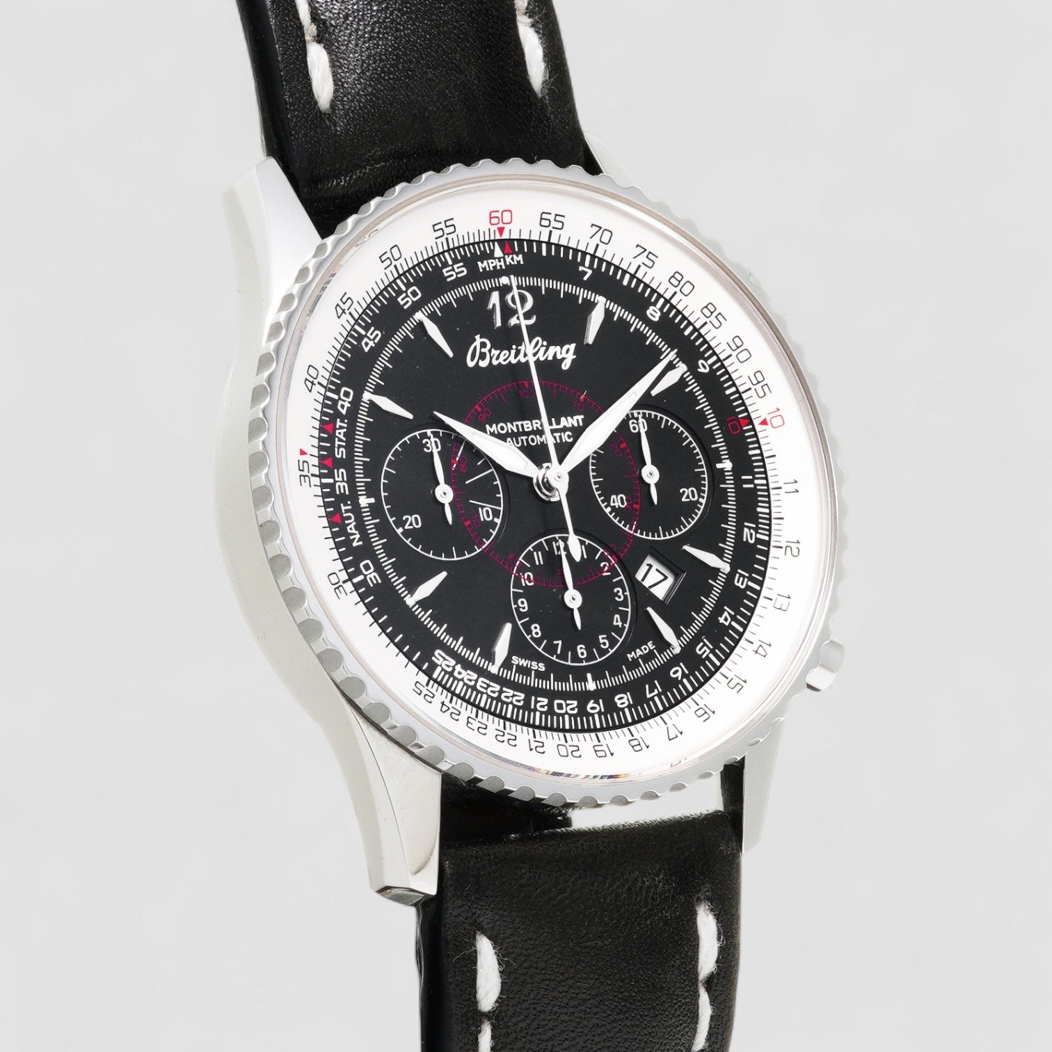 Montbrillant Chronograph Automatic Black Dial Men's Watch